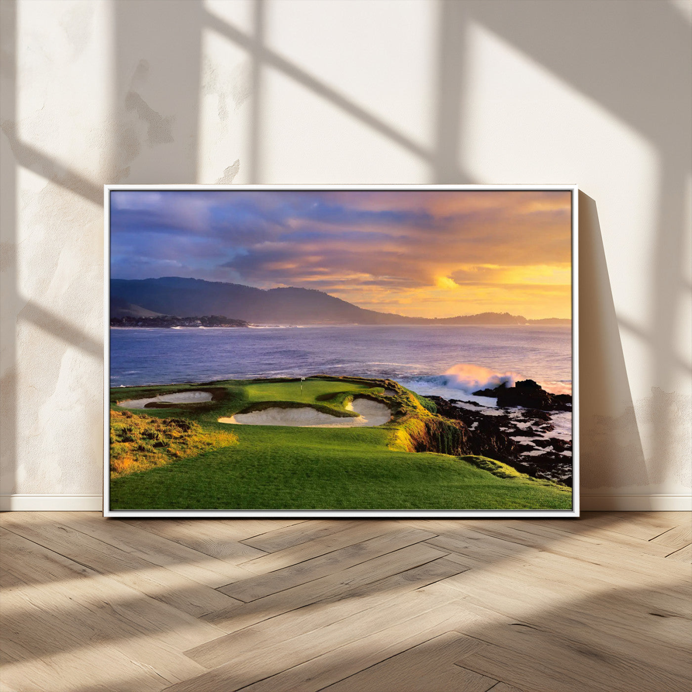 -Pebble Beach Golf Wall Art Canvas Print – Iconic Coastal Golf Course Artwork for Home, Office, Living Room