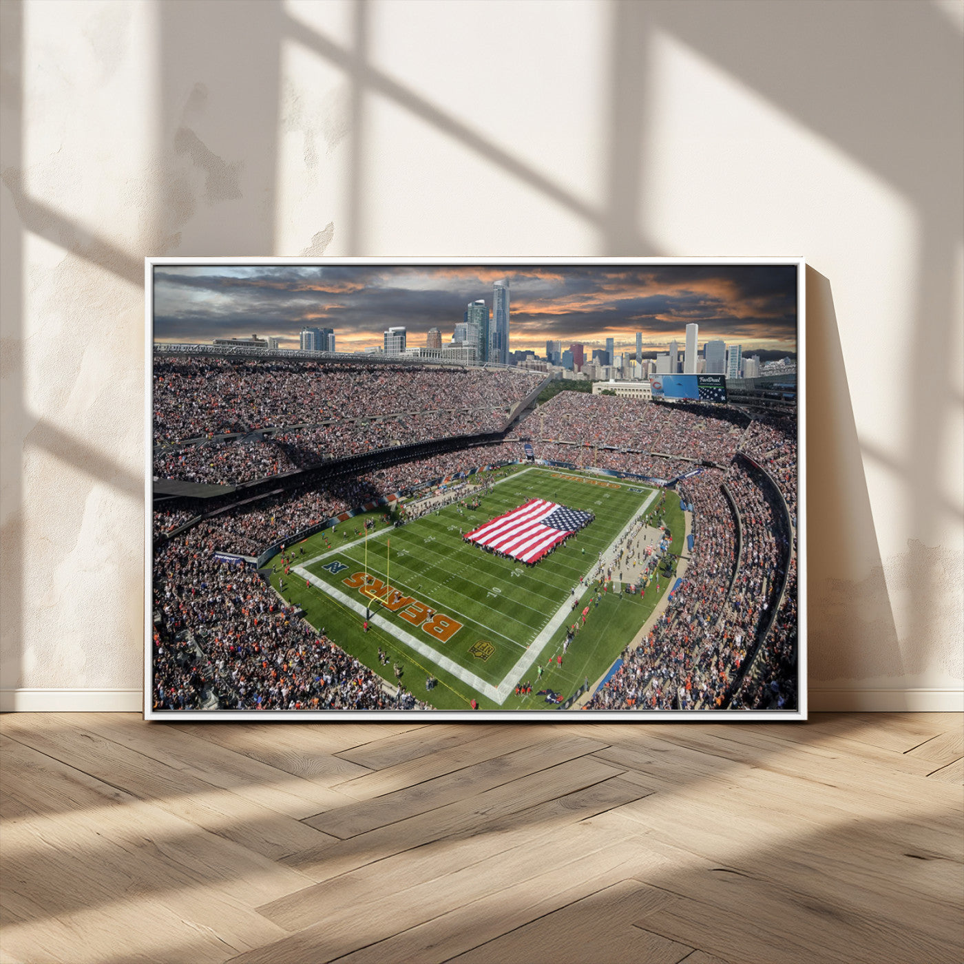 -Chicago Bears Soldiers Field Wall Art Canvas Print – Framed Football Stadium Artwork for Home, Office, Living Room