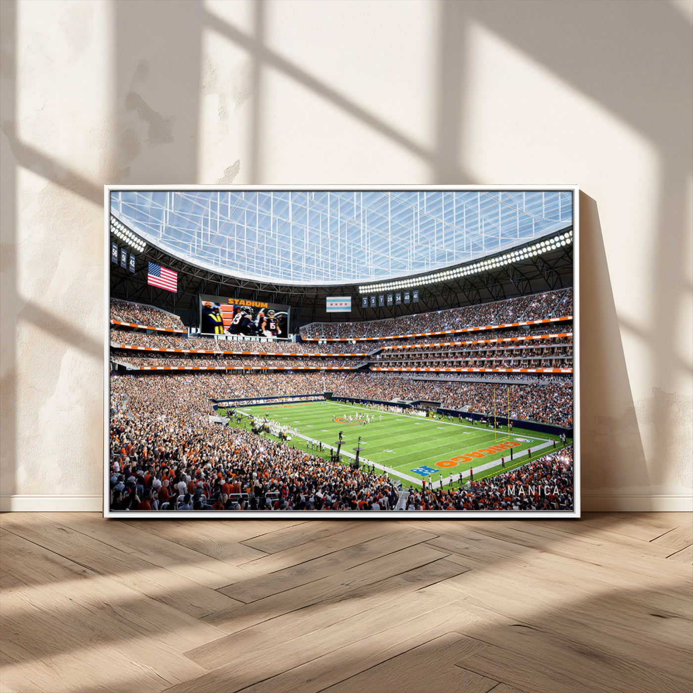 -Chicago Bears Soldiers Field Wall Art Canvas Print – Framed Football Stadium Artwork for Home, Office, Living Room
