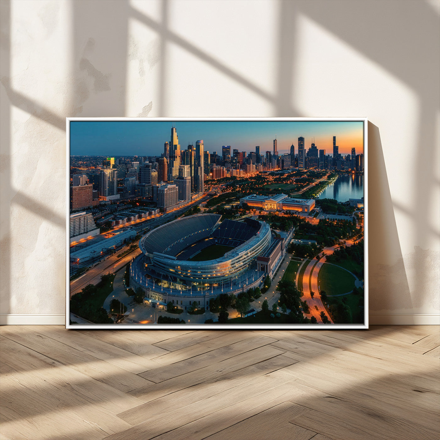 -Chicago Bears Soldiers Field Wall Art Canvas Print – Framed Football Stadium Artwork for Home, Office, Living Room