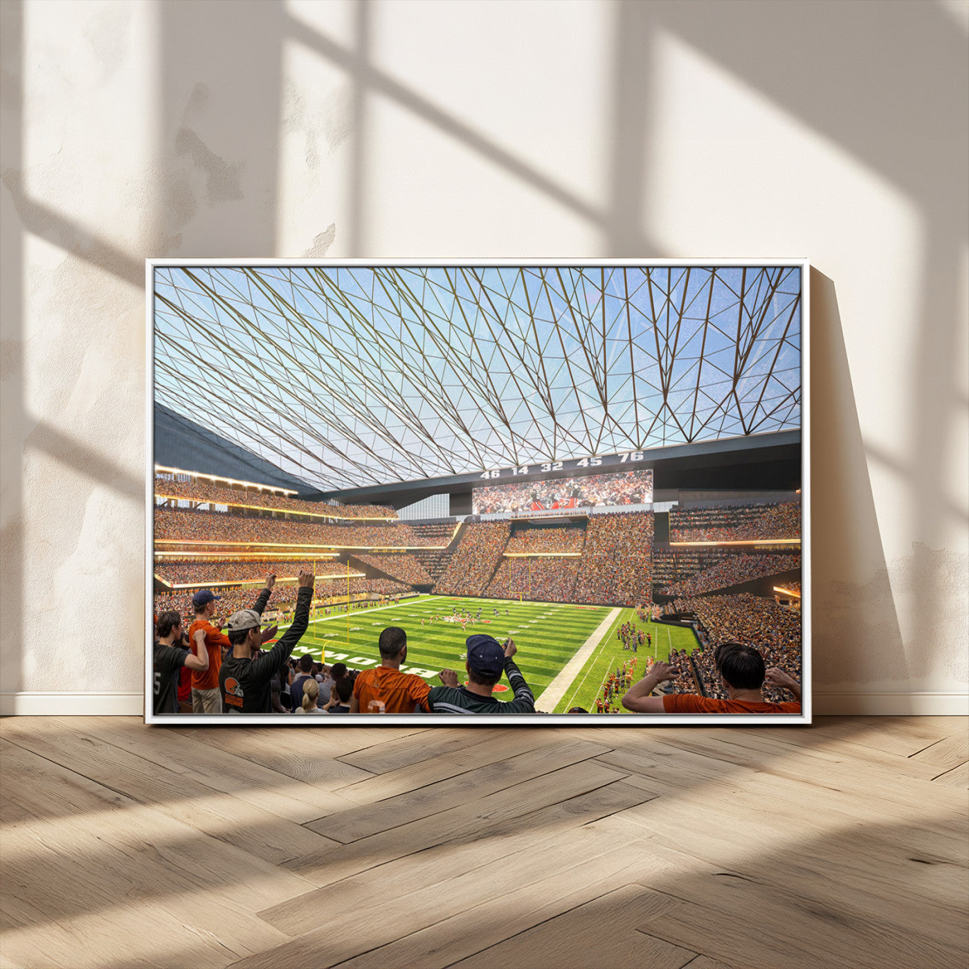 -Cleveland Browns Stadium Wall Art Canvas Print – Framed NFL Football Arena Artwork for Home, Office, Living Room