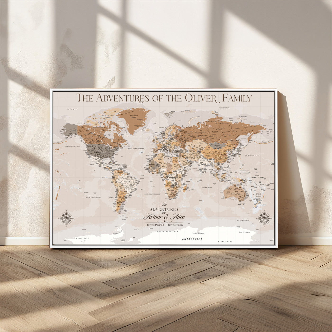 -Personalized Push Pin World Map Canvas – Custom Framed Travel Tracker Wall Art, Large Adventure Map with Pins for Home, Office