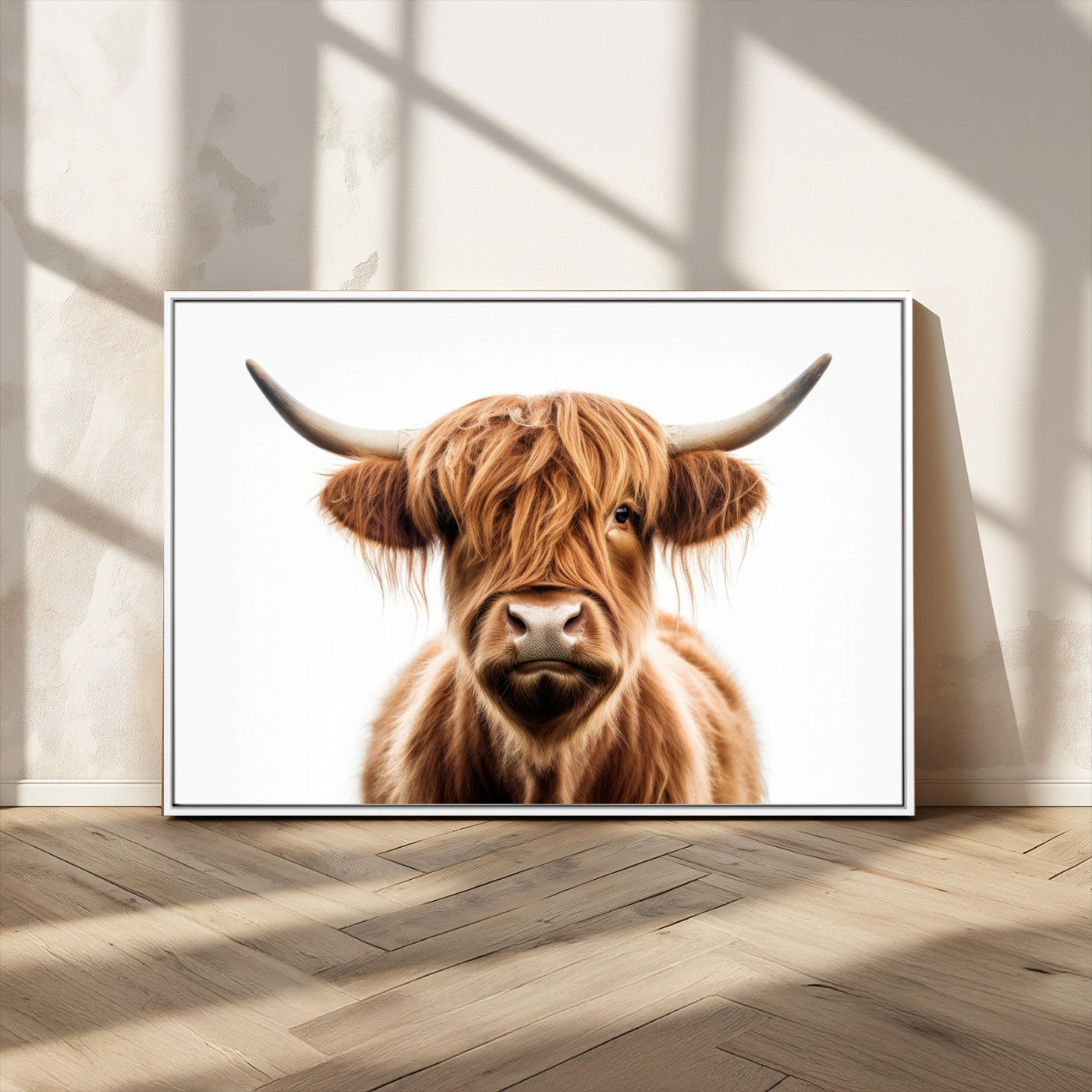 -Scottish Highland Cow Canvas Print, Framed Highland Cow Canvas Home Decor
