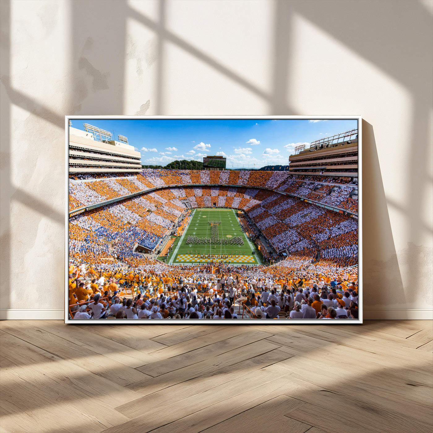 77097951-MGV-CV-36X24 - Tennessee Neyland Stadium Wall Art – Checkerboard Game Day Panoramic Canvas Print, College Football Decor for Home, Office, or Man Cave