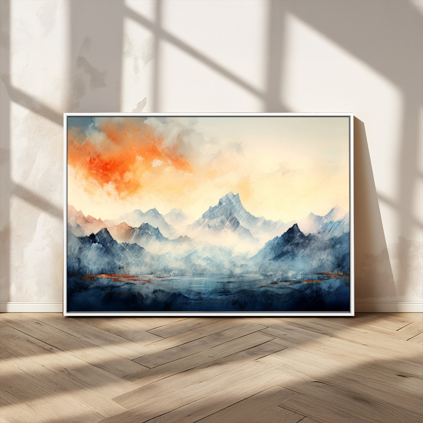 WRM1005-MGV-CV-36X24-Warm Clouds Abstract Mountain Wall Art Canvas Print