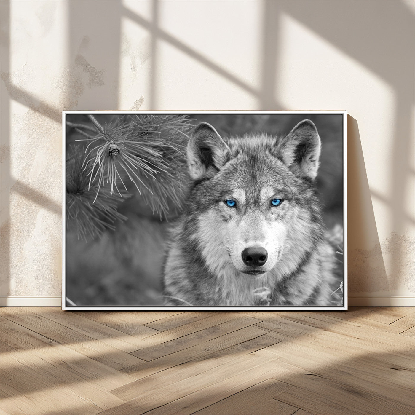 -Wild Wolf Blue Eye Wall Art Canvas Print