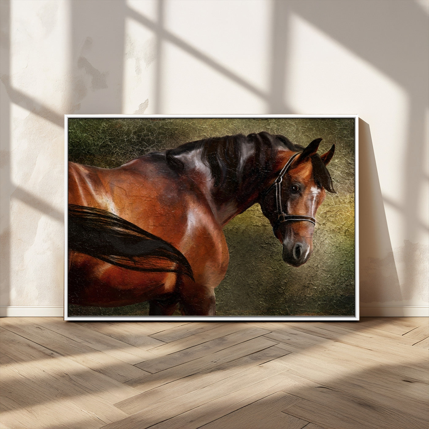 76810-MGV-CV-36X24-Majestic Brown Horse Wall Art Canvas Print – Framed Equestrian Artwork with Elegant Stallion Artwork for Home or Office Decor