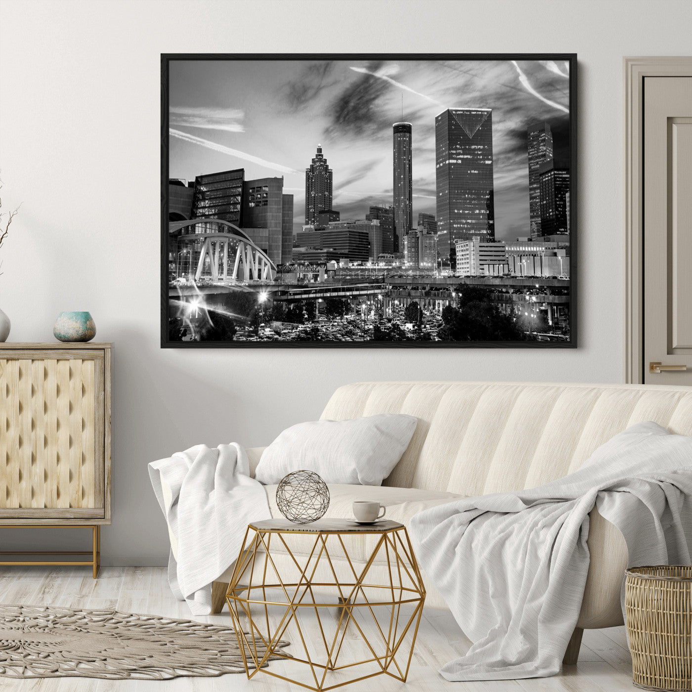 -Black and White Atlanta Wall Art Canvas Print