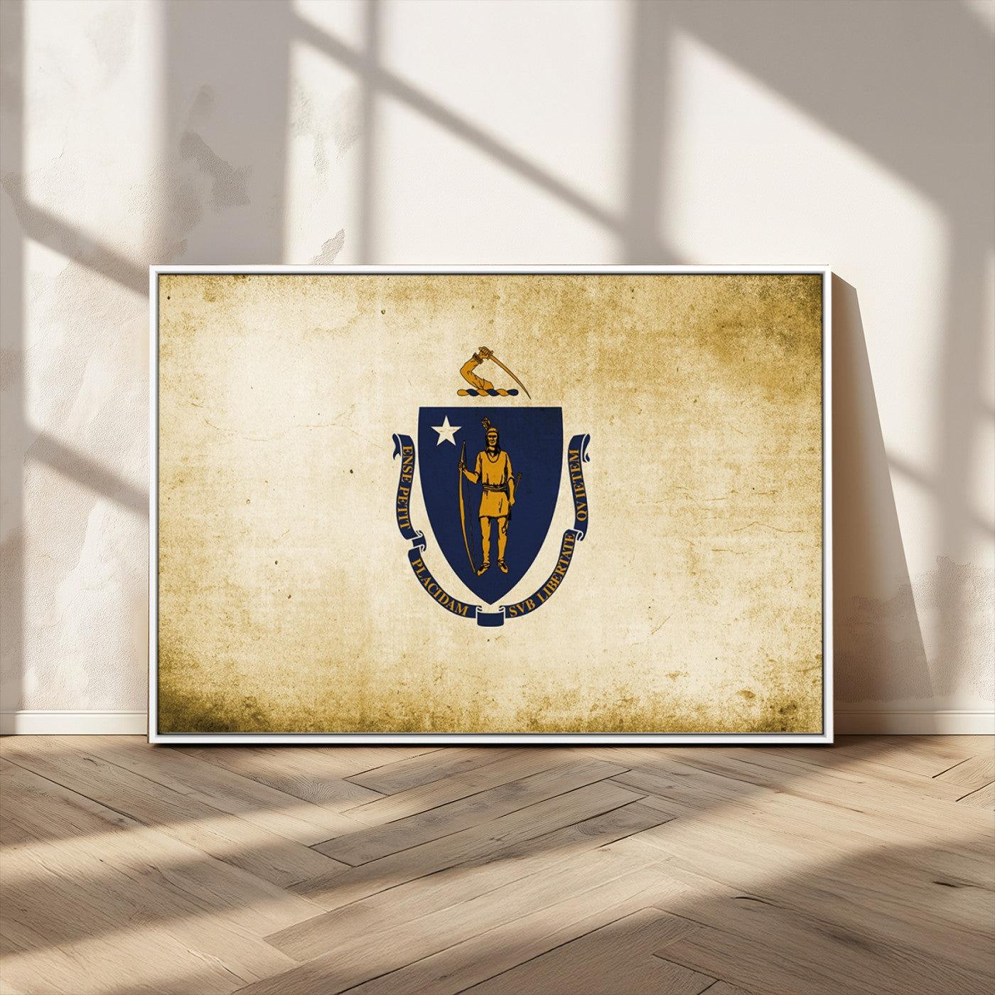 -Massachusetts Flag Wall Art Canvas Print