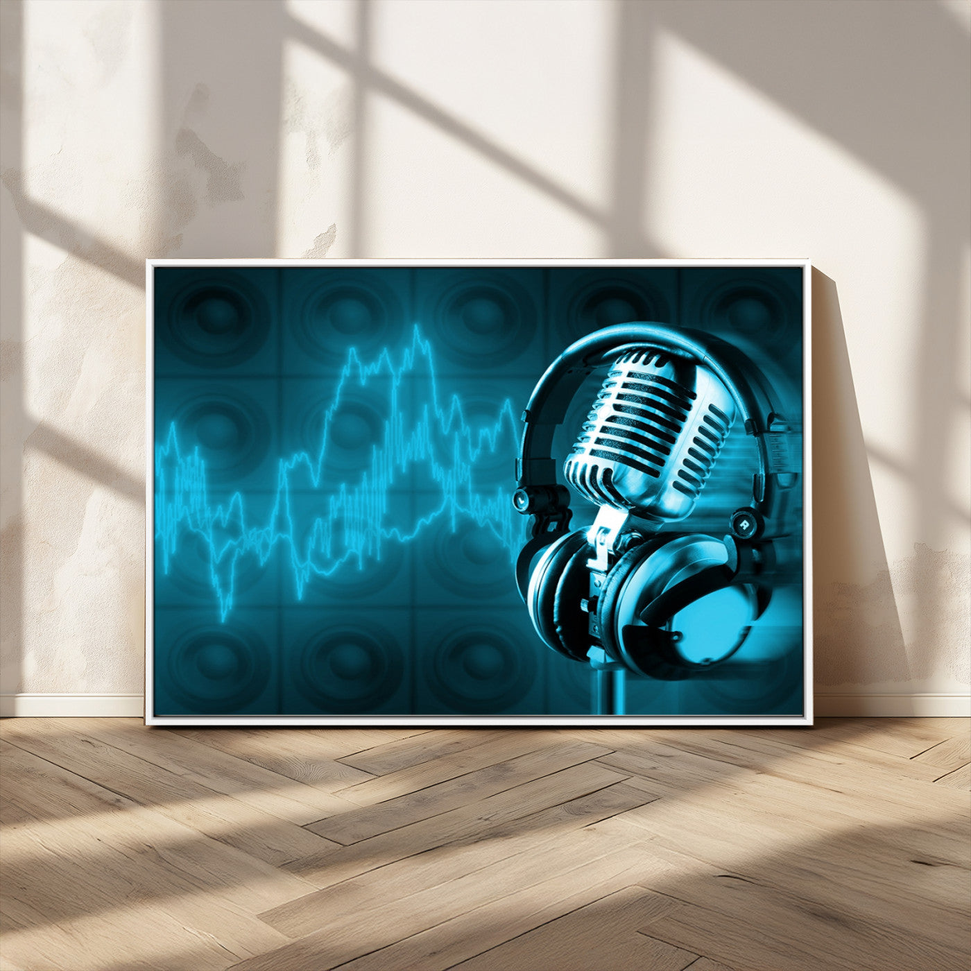 -Music and Microphone Wall Art Canvas Print