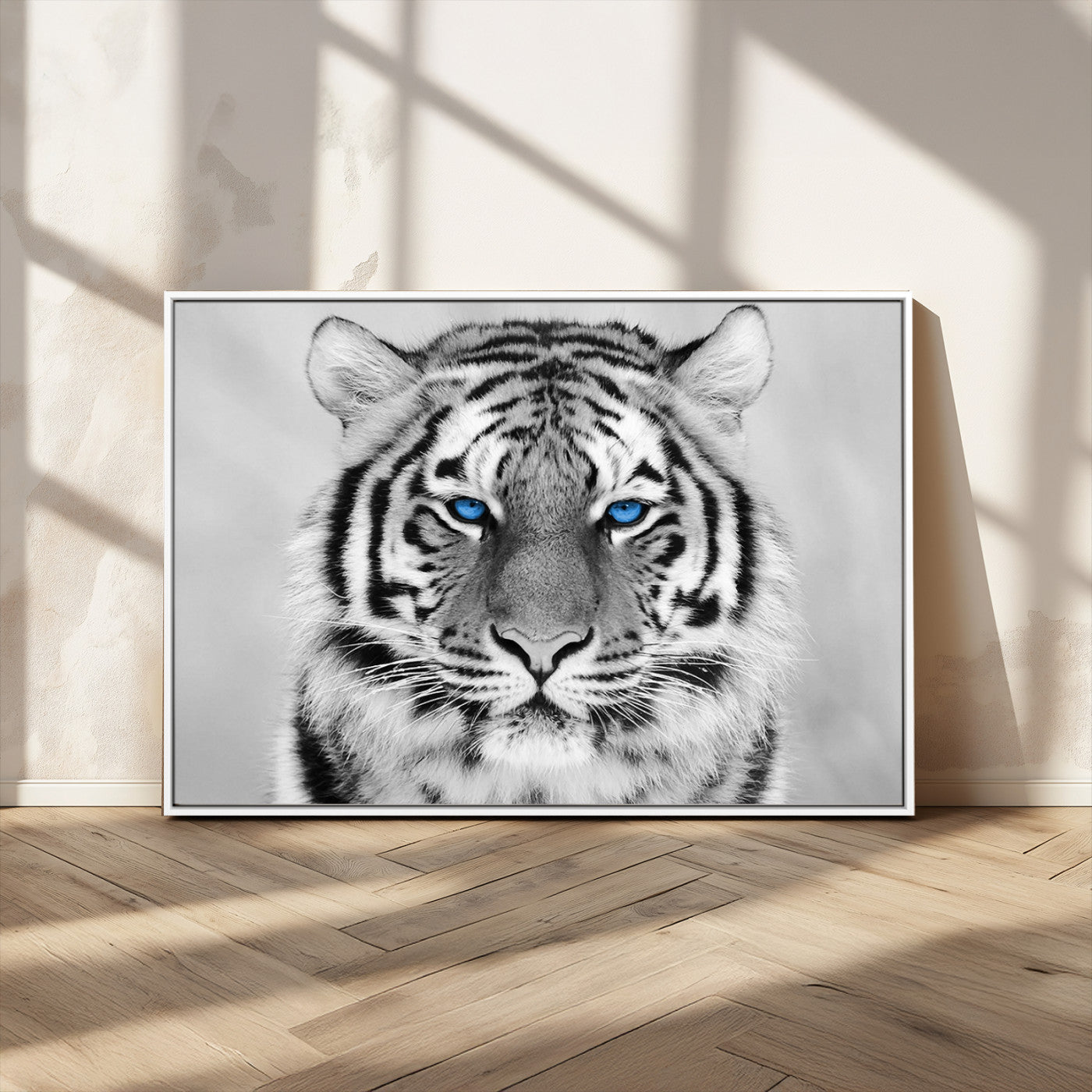 -Black and White Tiger Wall Art Animal Canvas Print