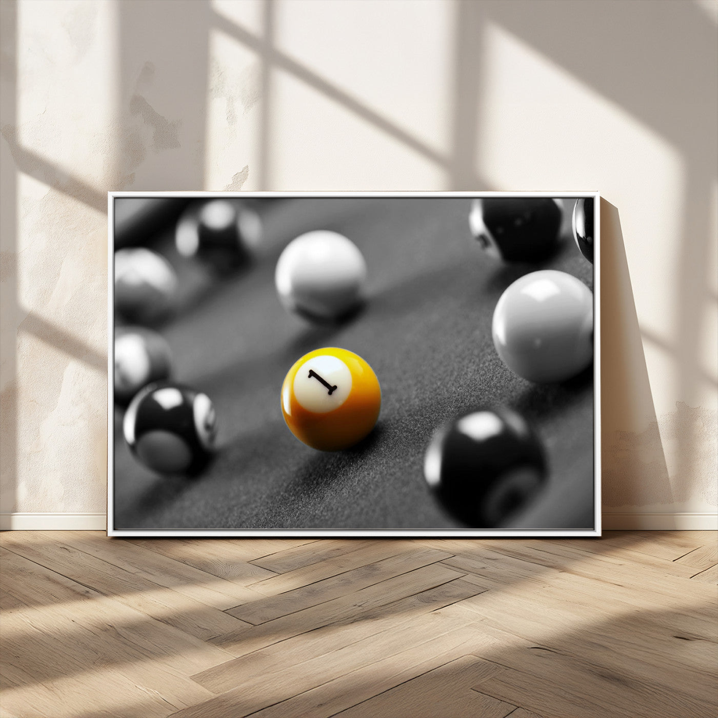 -Wall Art Pool Table and Balls Canvas Print