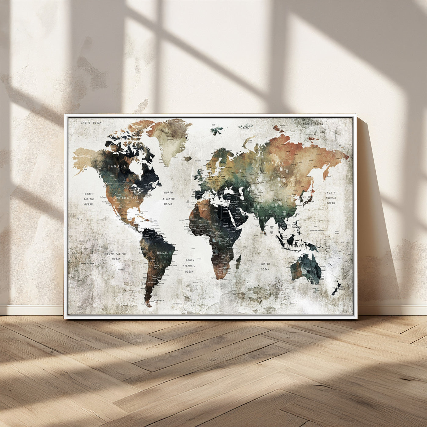 19444-MGV-CV-36X24-Push Pin World Map Canvas Print – Travel Tracker Wall Art for Couples, Perfect Anniversary Gift for Home or Office Decor