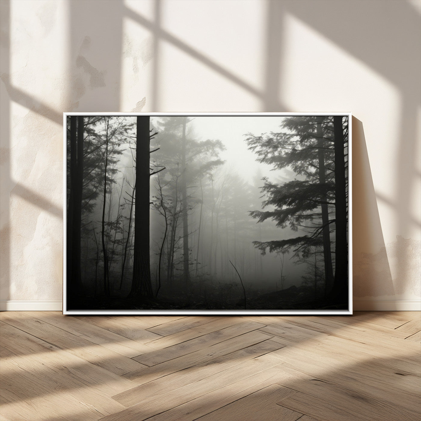 63515-MGV-FC-36X24_White-Misty Forest Wall Art Premium Canvas Print a Foggy and Serene Atmosphere - Nature Wall Art