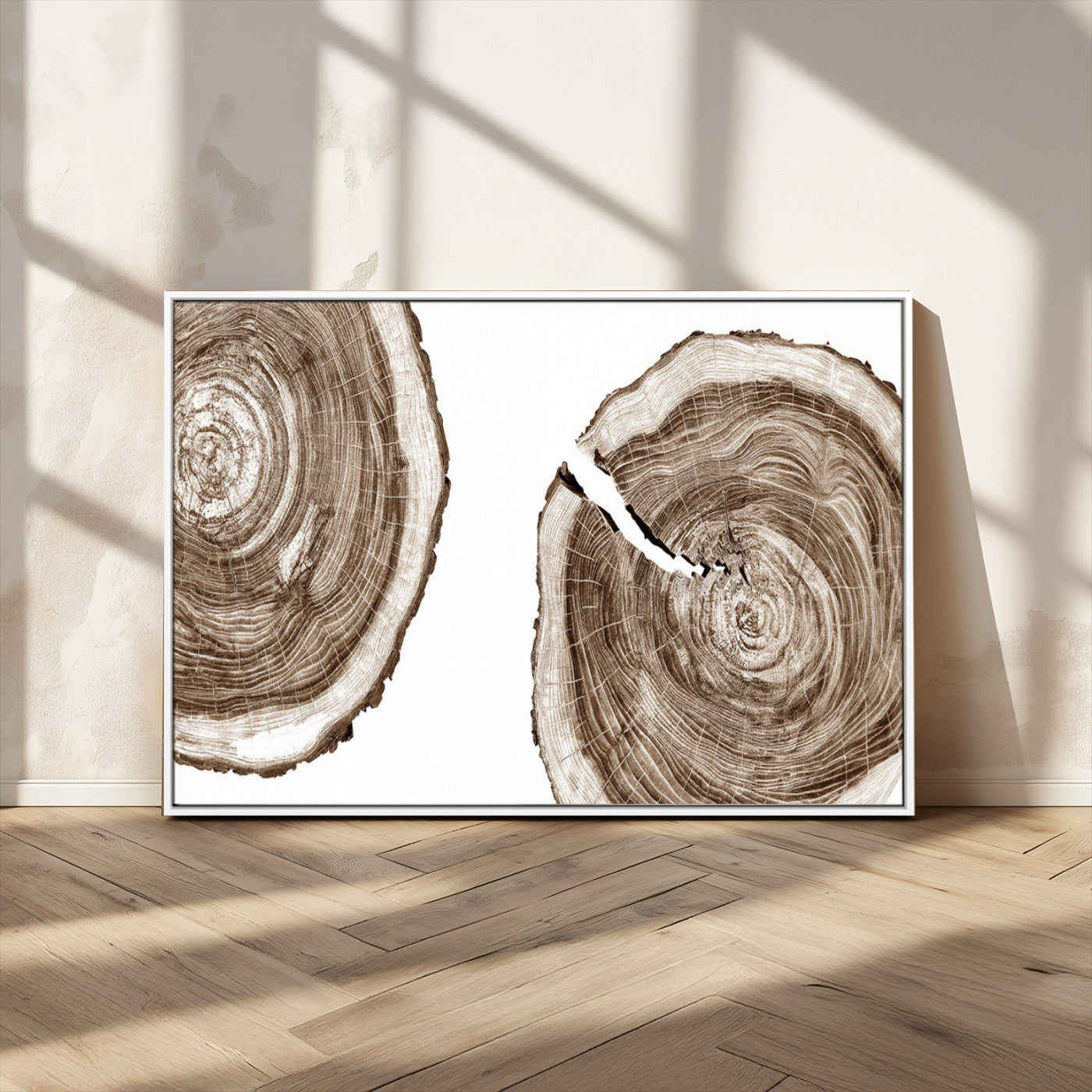 43743-MGV-CV-36X24-Wood Tree Ring Wall Art Canvas Prints, Tree Rings – Minimalist Black and White Wood Art | Triptych