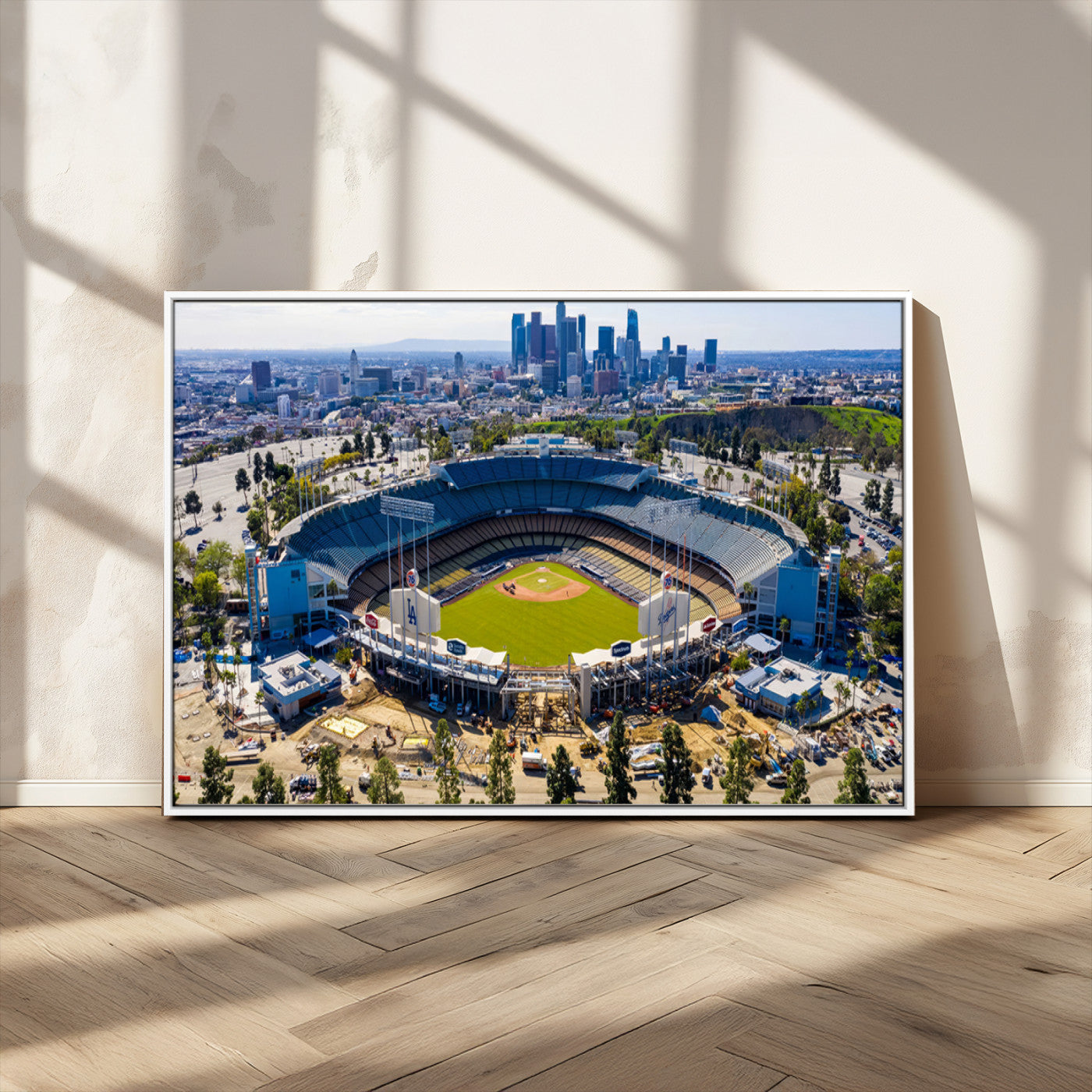 58596-MGV-CV-36X24-Los Angeles Dodgers Dodger Stadium Wall Art Canvas Print - MLB Baseball Stadium, Framed Los Angeles