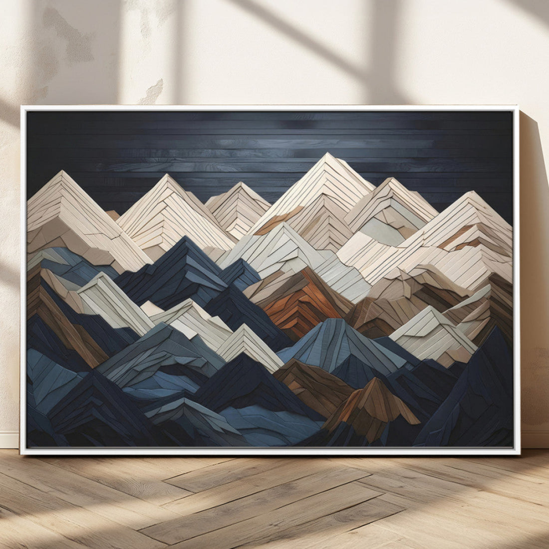 Mountain Wall Art, Modern Geometric Landscape Canvas Print, Abstract Nature Inspired Decor