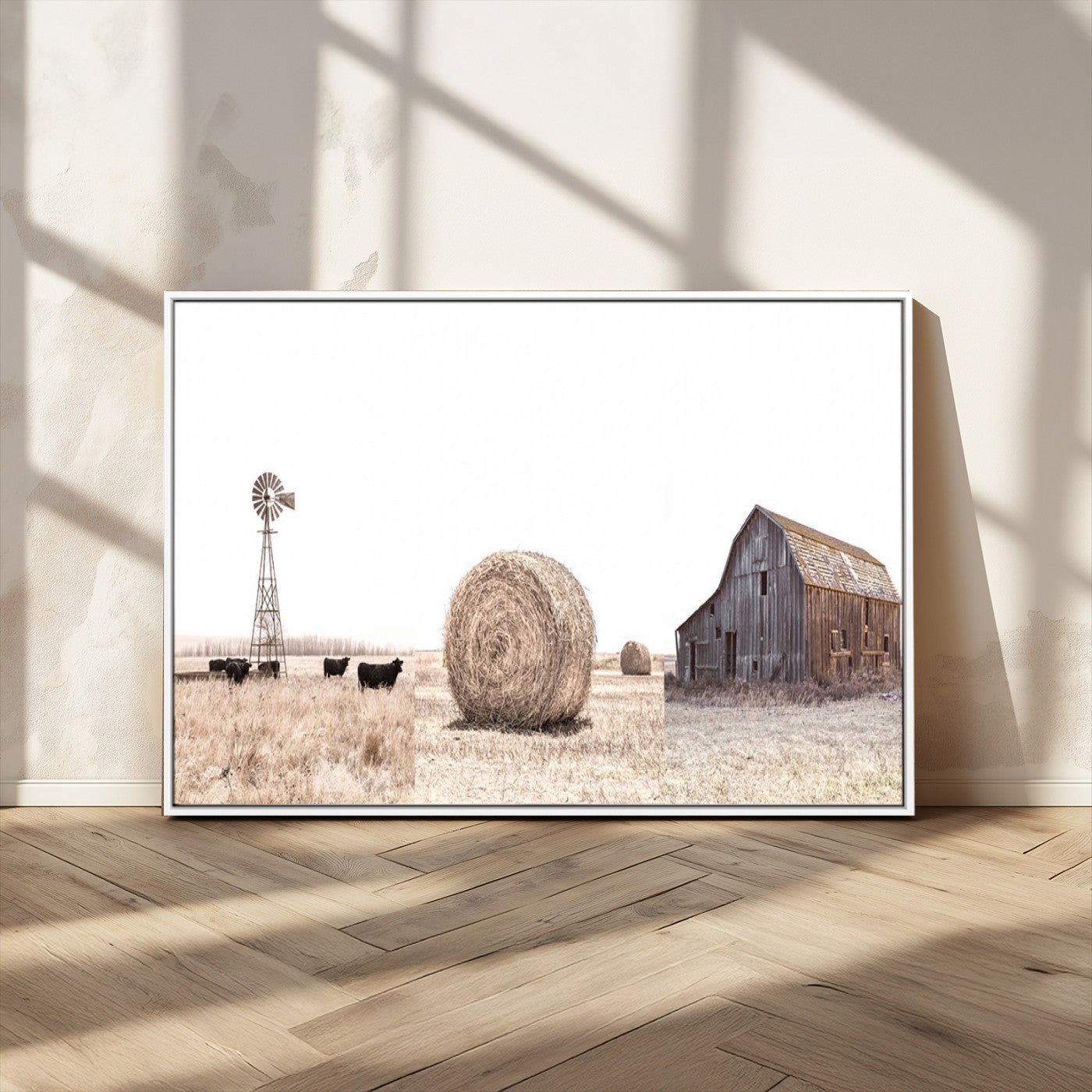 30918-MGV-CV-36X24-Rustic Farmhouse Wall Art Set of 3 – Country Barn and Wheat Field | Farm Prints for Country Home and