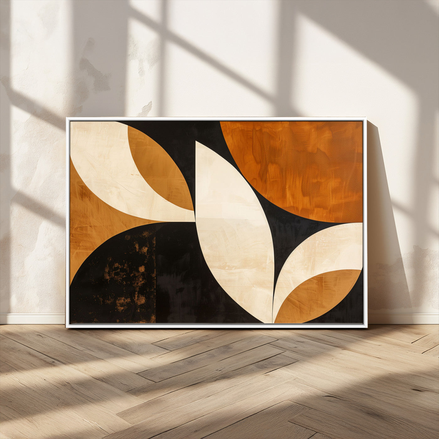 21251-MGV-FC-36X24_White-Geometric Abstract Wall Art Canvas Print, Mid Century Modern Wall Art Print