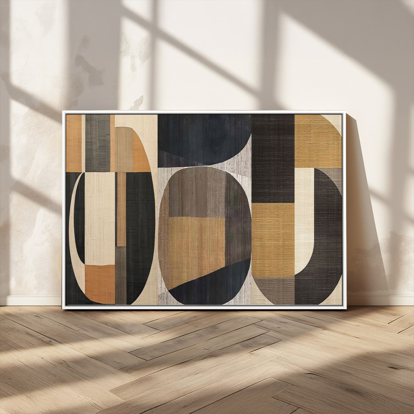 84035-MGV-FC-36X24_White-Modern Brown Wabi Sabi Wall Art Canvas Print Set – Framed Minimalist Abstract Artwork for Home, Office Decor