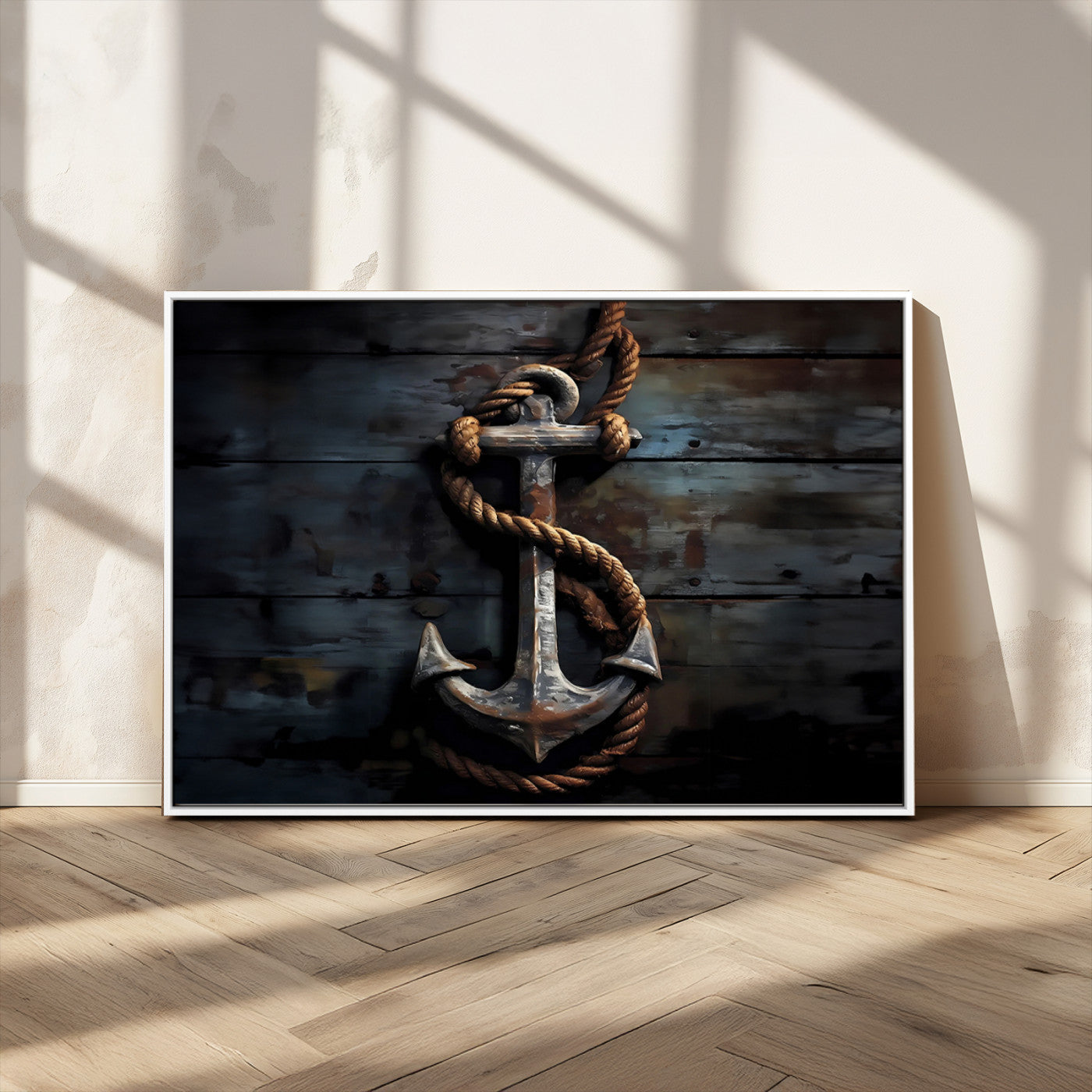 -3 Panel Grunge Abstract Anchor Wall Art Canvas Print Set