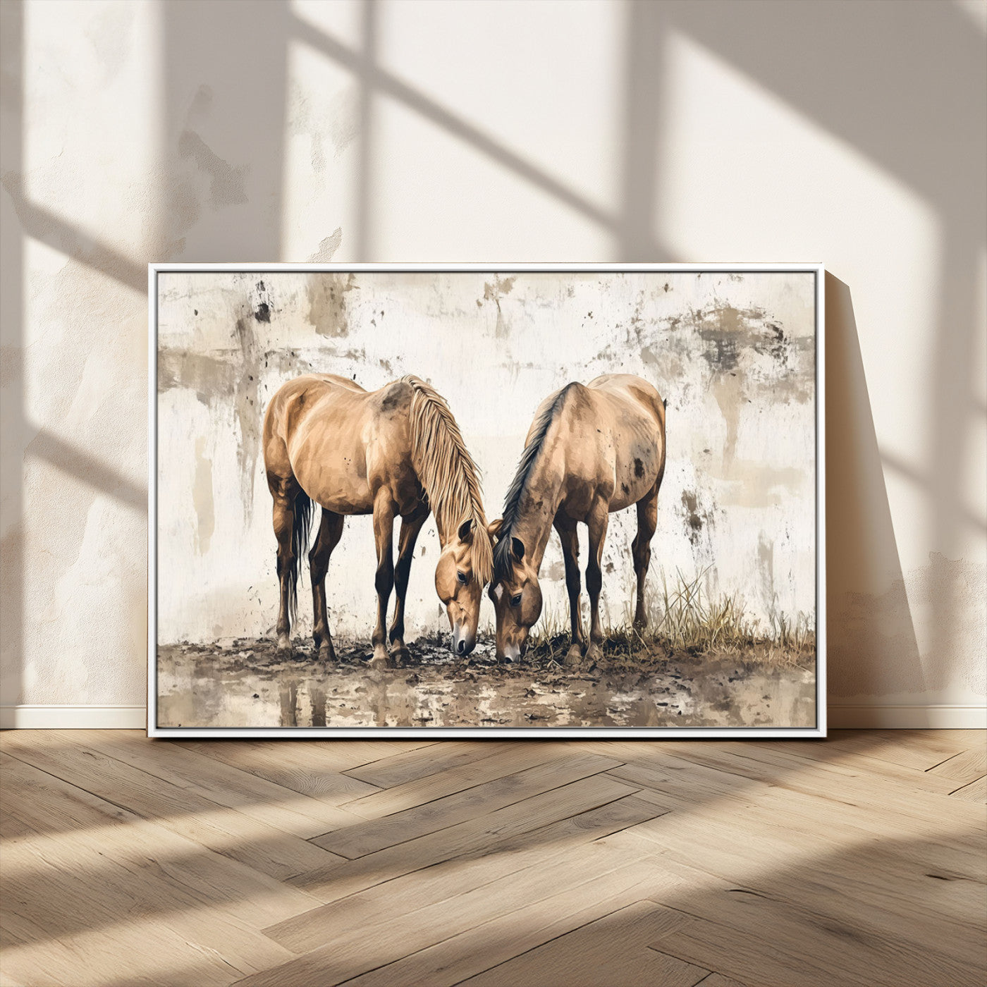 -Vintage Horses Wall Art | Ready to Hang and Framed Triptych | Western Farmhouse Wall Decor for