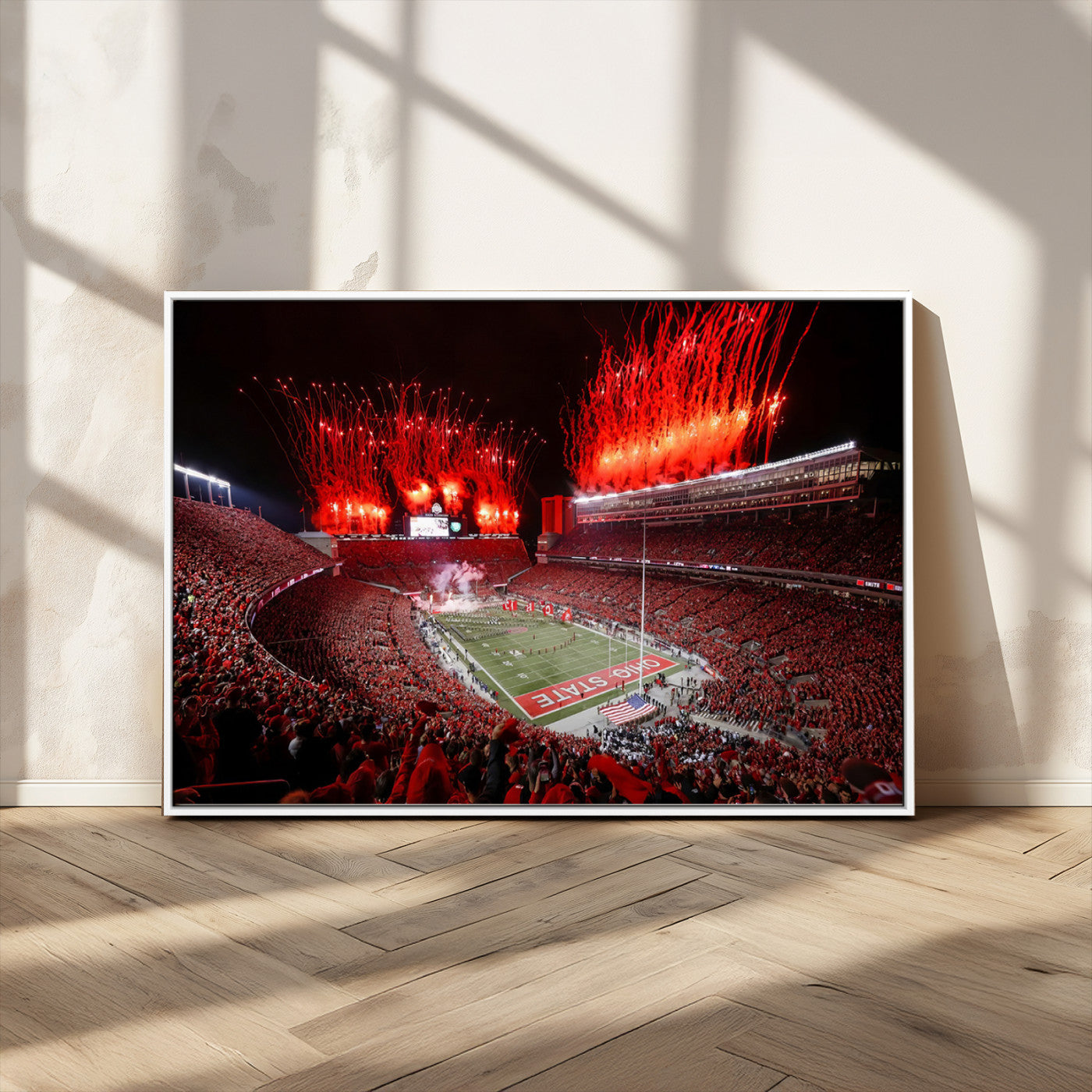 56909-MGV-CV-36X24-Ohio State University Buckeyes Football Team Print - Columbus Ohio Stadium Wall Art Canvas Print