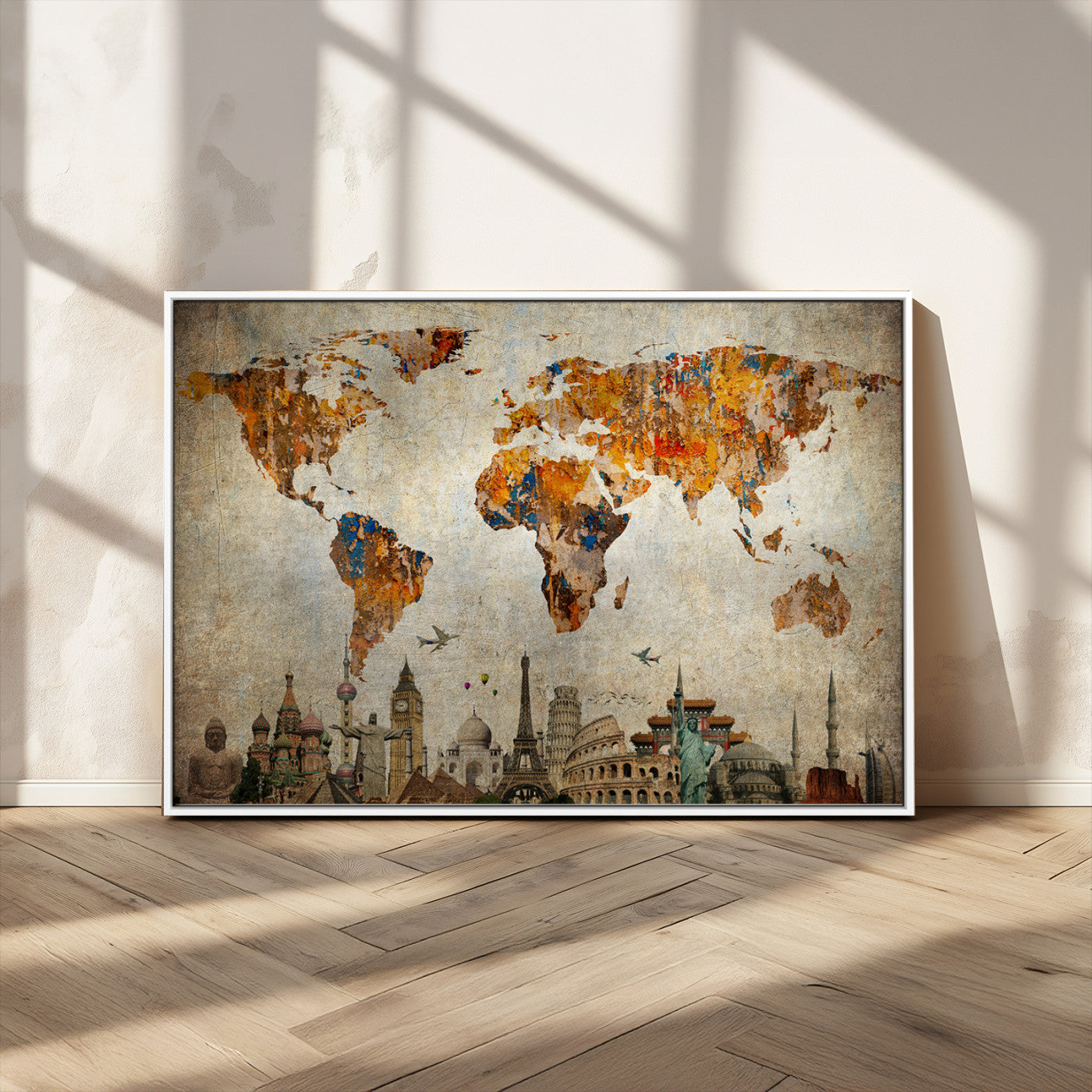 54918-MGV-CV-36X24-Push Pin World Map Canvas Print – Travel Tracker Wall Art for Couples, Perfect Anniversary Gift for Home or Office Decor