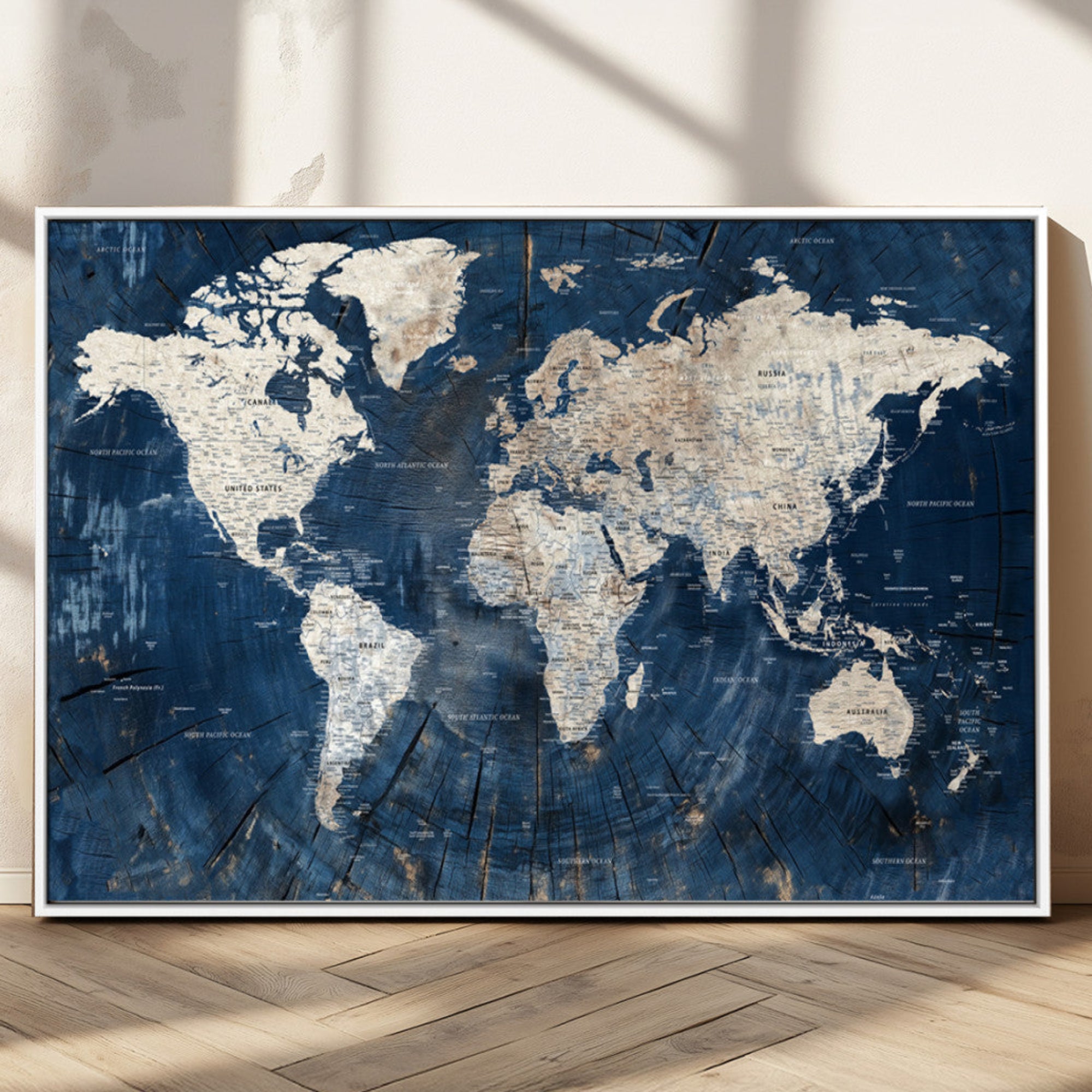 33843-MGV-CV-36X24-Push Pin World Map Canvas Print – Travel Tracker Wall Art for Couples, Perfect Anniversary Gift for Home or Office Decor