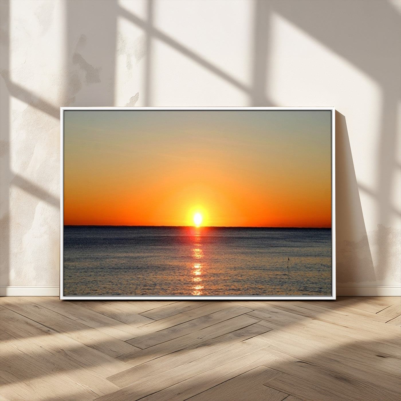54676-MGV-CV-36X24-Golden Horizon Sunset Over Ocean Wall Art Canvas Print – Tropical Beach Canvas Wall Art – Giclee