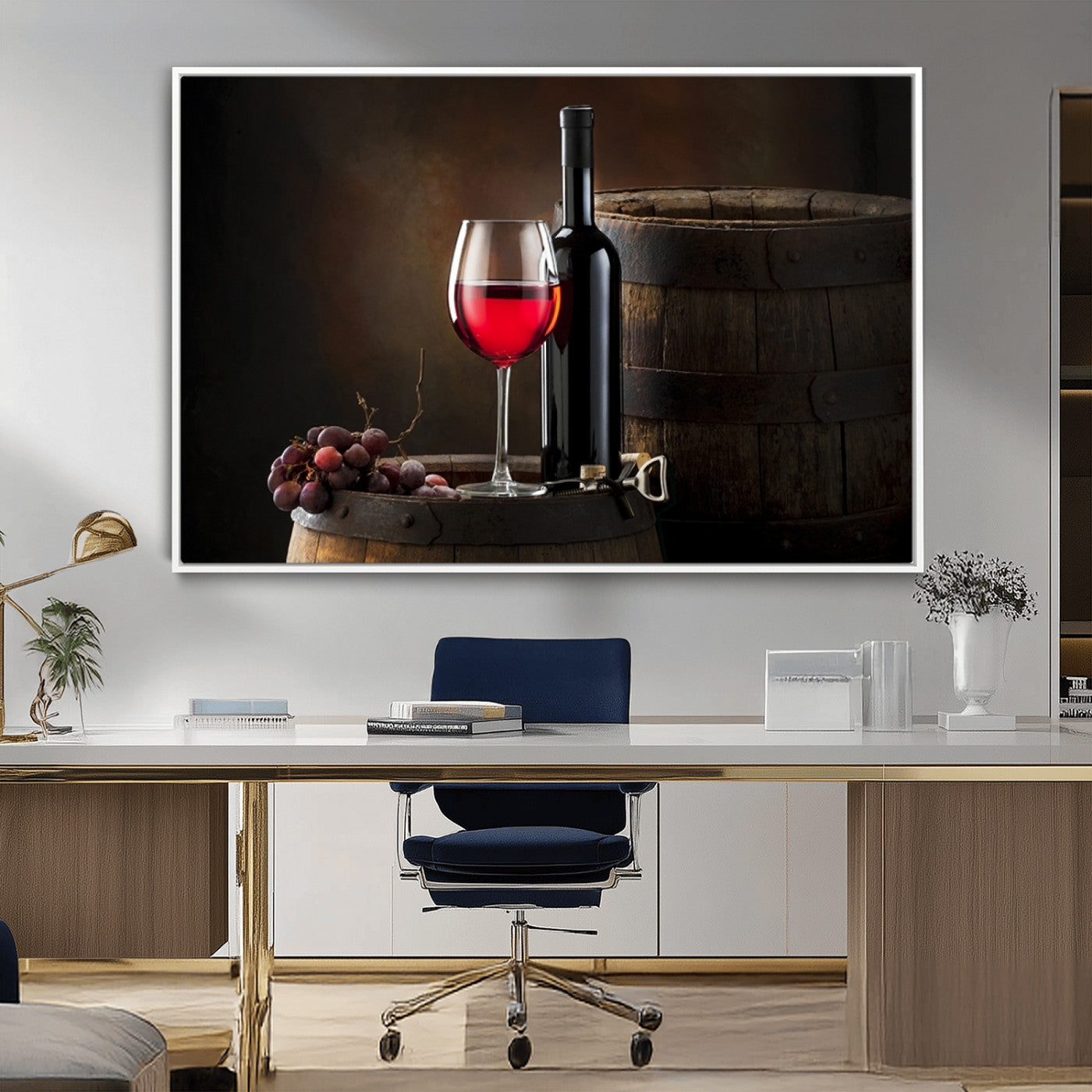 -Red Wine and Bottle Canvas Print