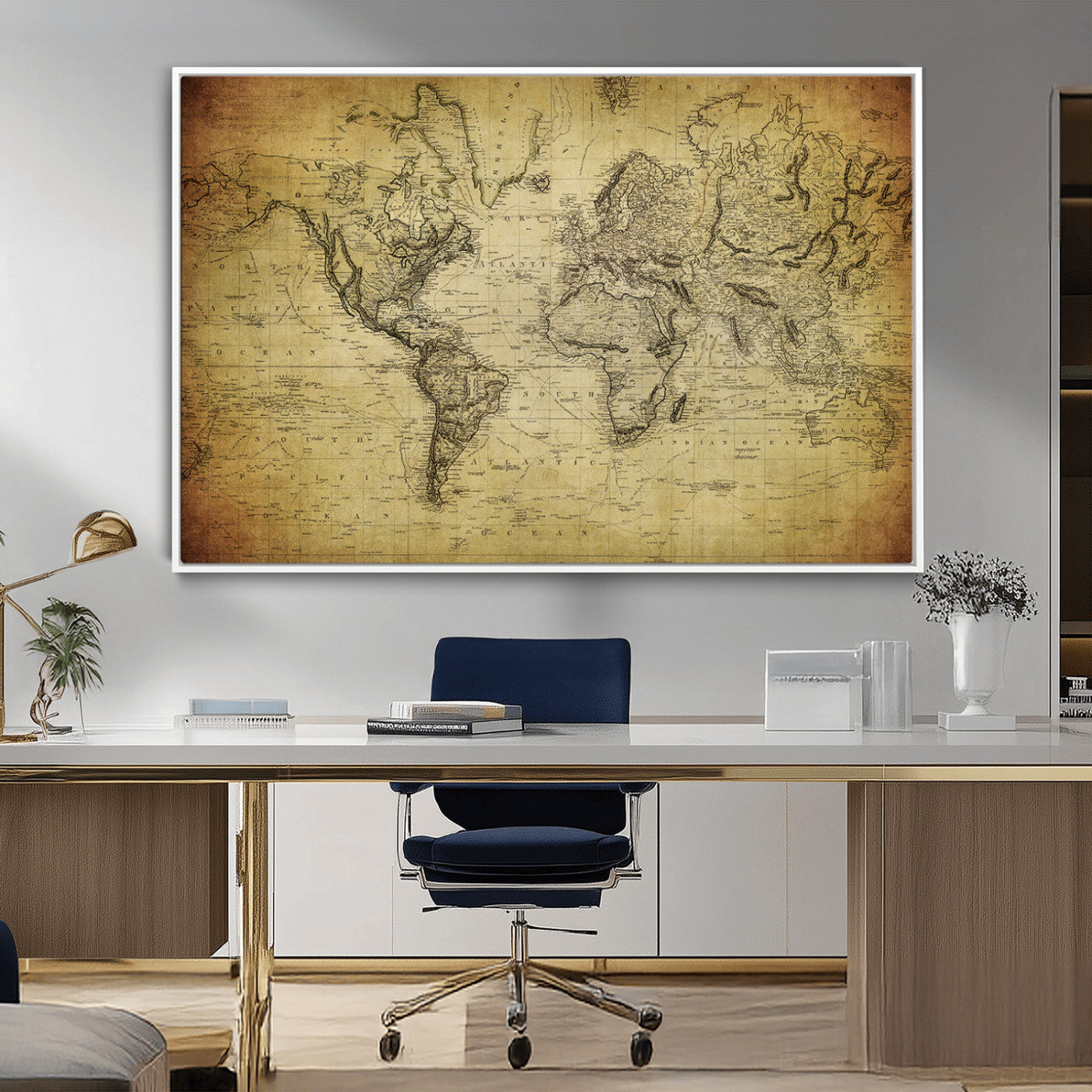 -Push Pin World Map Canvas Print – Travel Tracker Wall Art for Couples, Perfect Anniversary Gift for Home or Office Decor