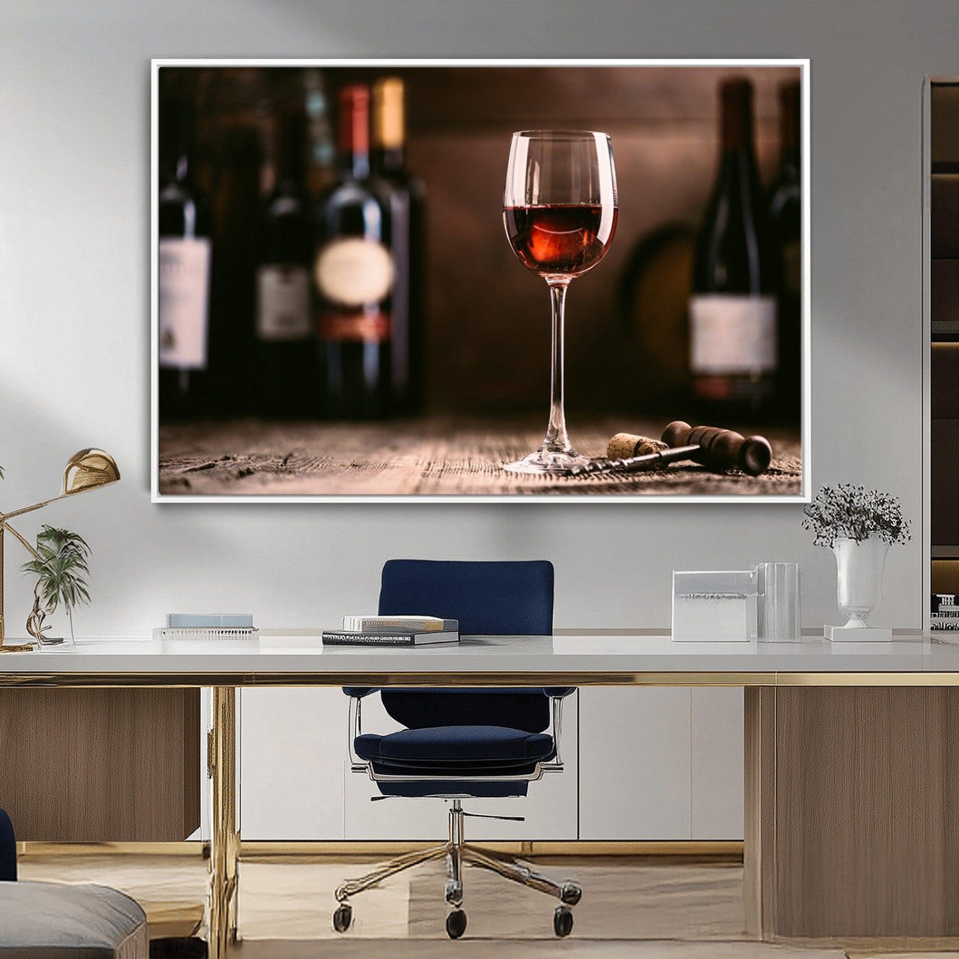 -Red Wine and Bottle Canvas Print