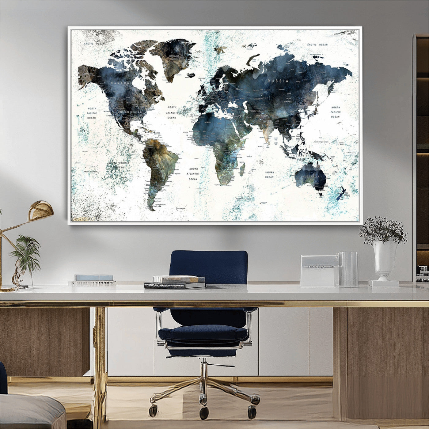 75398-MGV-CV-36X24-Push Pin World Map Canvas Print – Travel Tracker Wall Art for Couples, Perfect Anniversary Gift for Home or Office Decor
