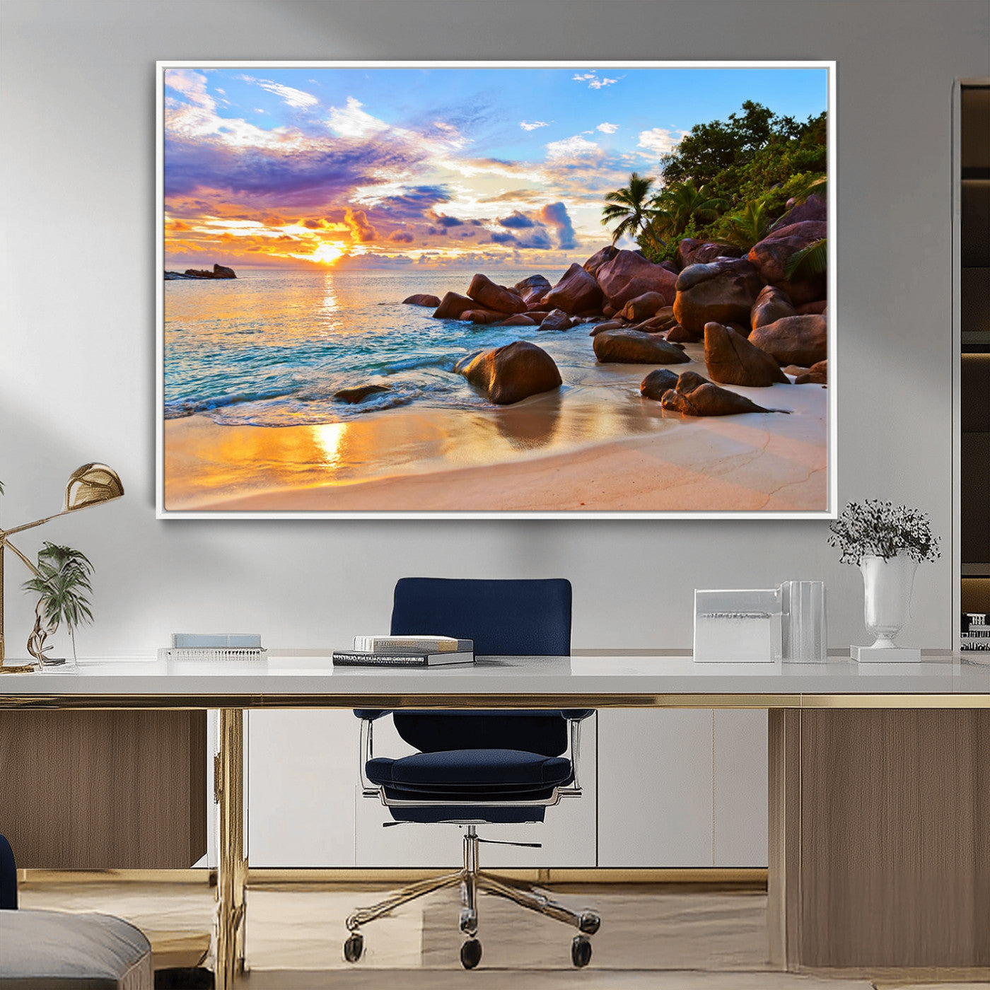 -Tropical Island Beach Sunset Canvas Print