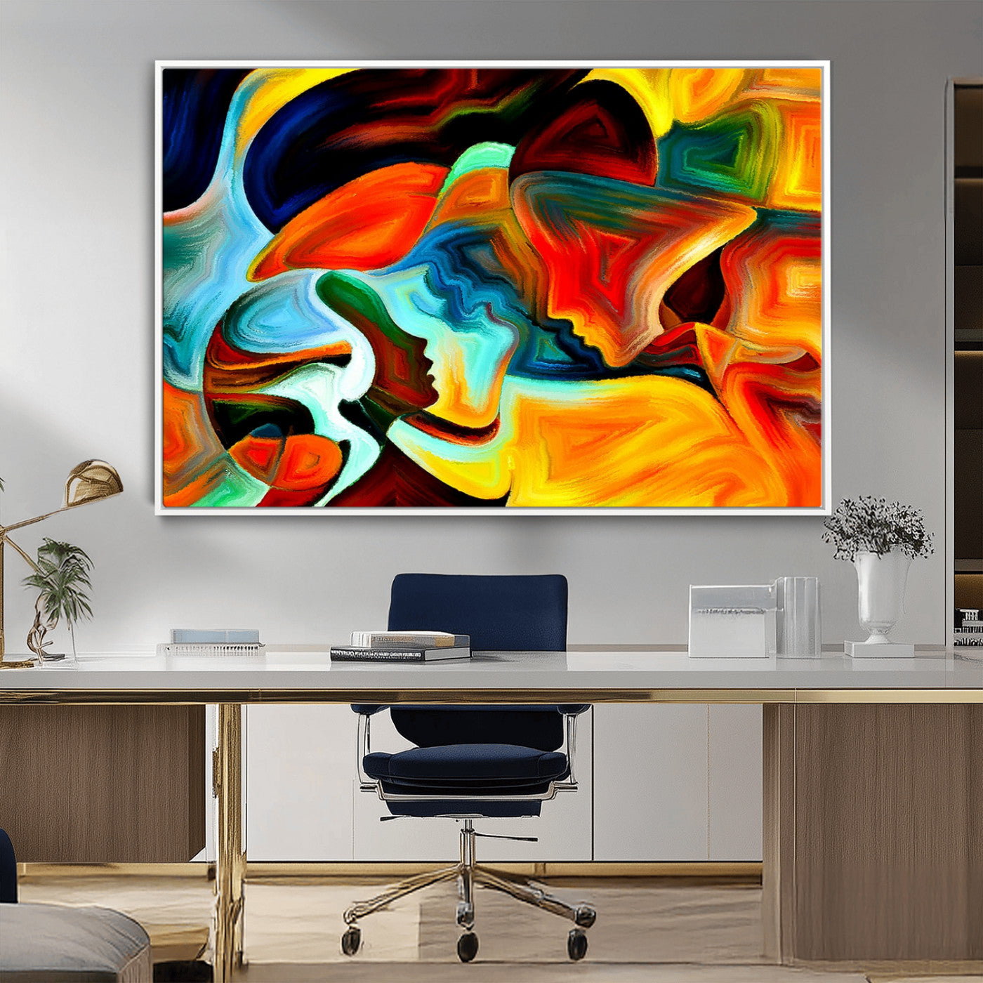 70242-MGV-CV-36X24-Human Love Figures Abstract Wall Art Canvas Print