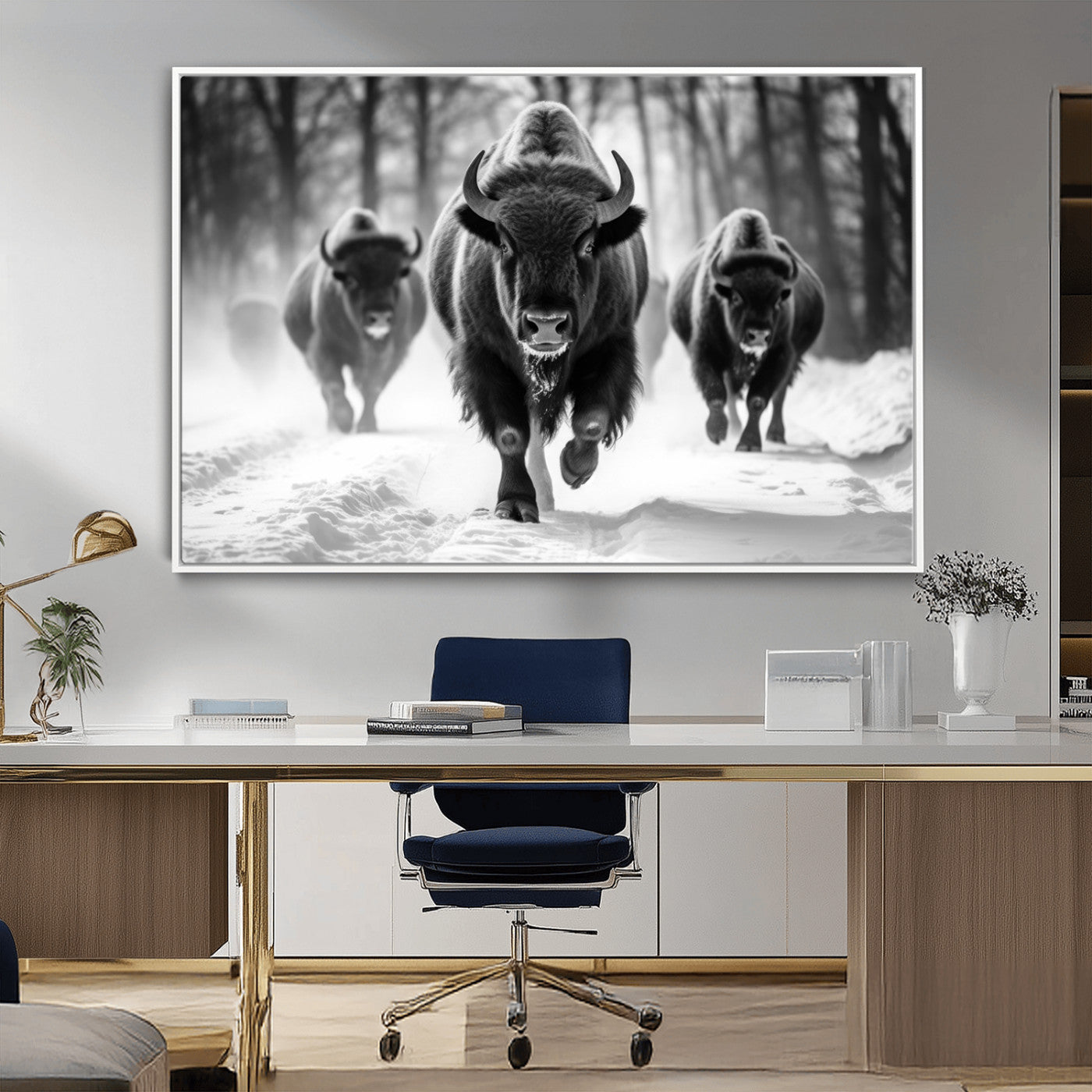 97552-MGV-CV-36X24-Buffalo Wall Art Canvas Print, Bison Family Wall Art Canvas Print