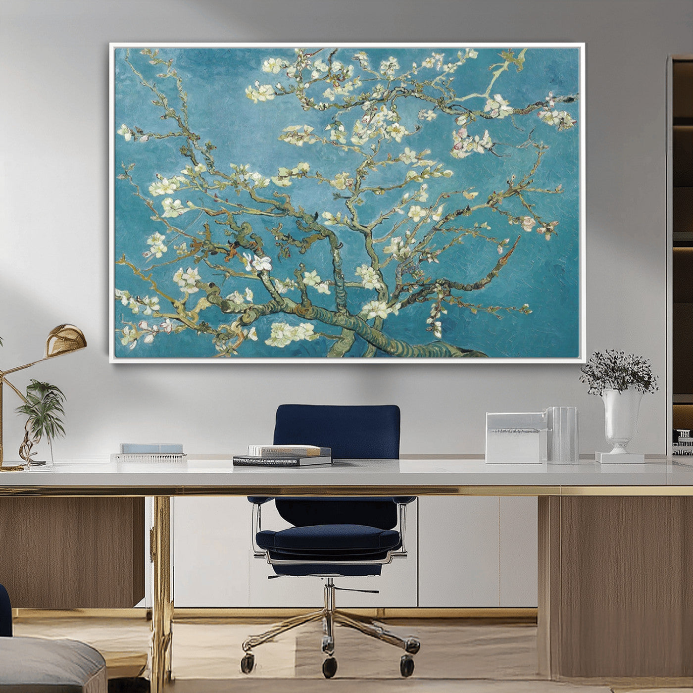 65607-MGV-CV-36X24-Vincent Van Gogh's Almond Blossom Abstract Wall Art Canvas, Van Gogh Almond Blossom Canvas Print