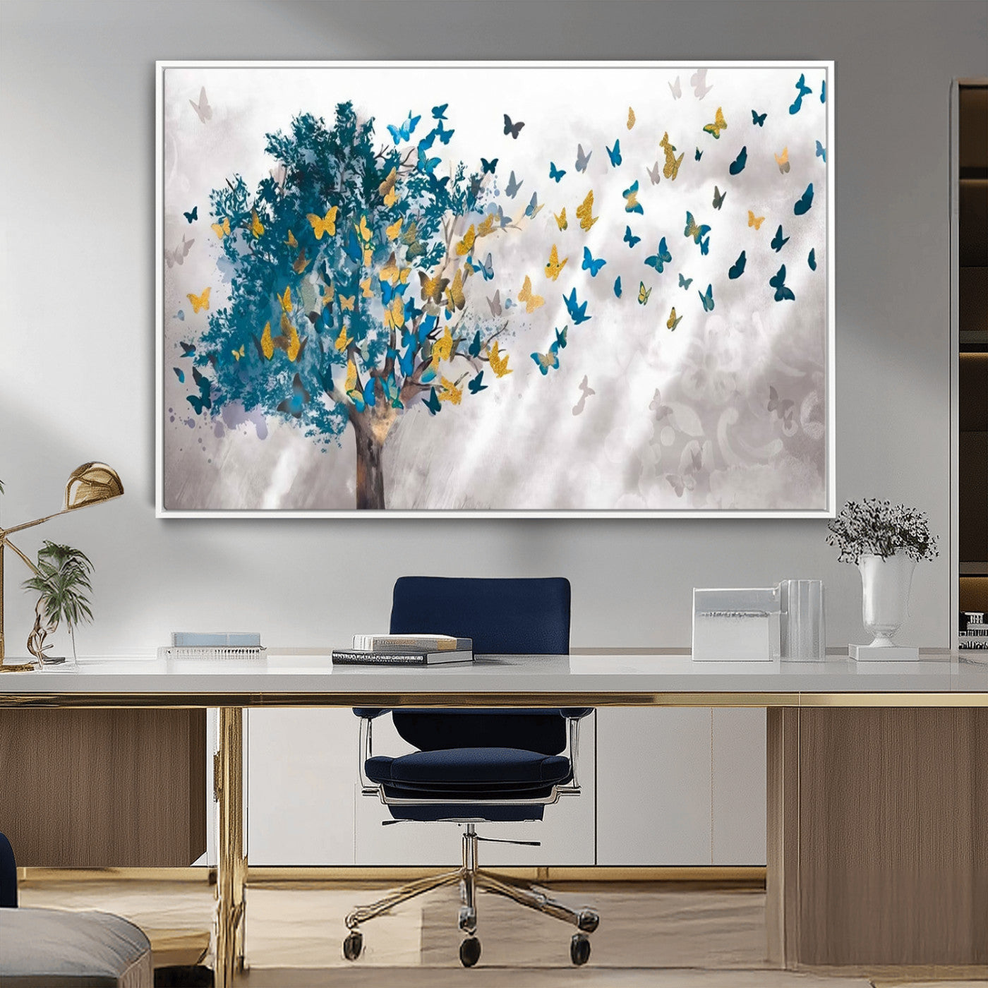 37564-MGV-CV-36X24-Tree Butterfly Abstract Tree and Butterfly Wall Art Canvas Print