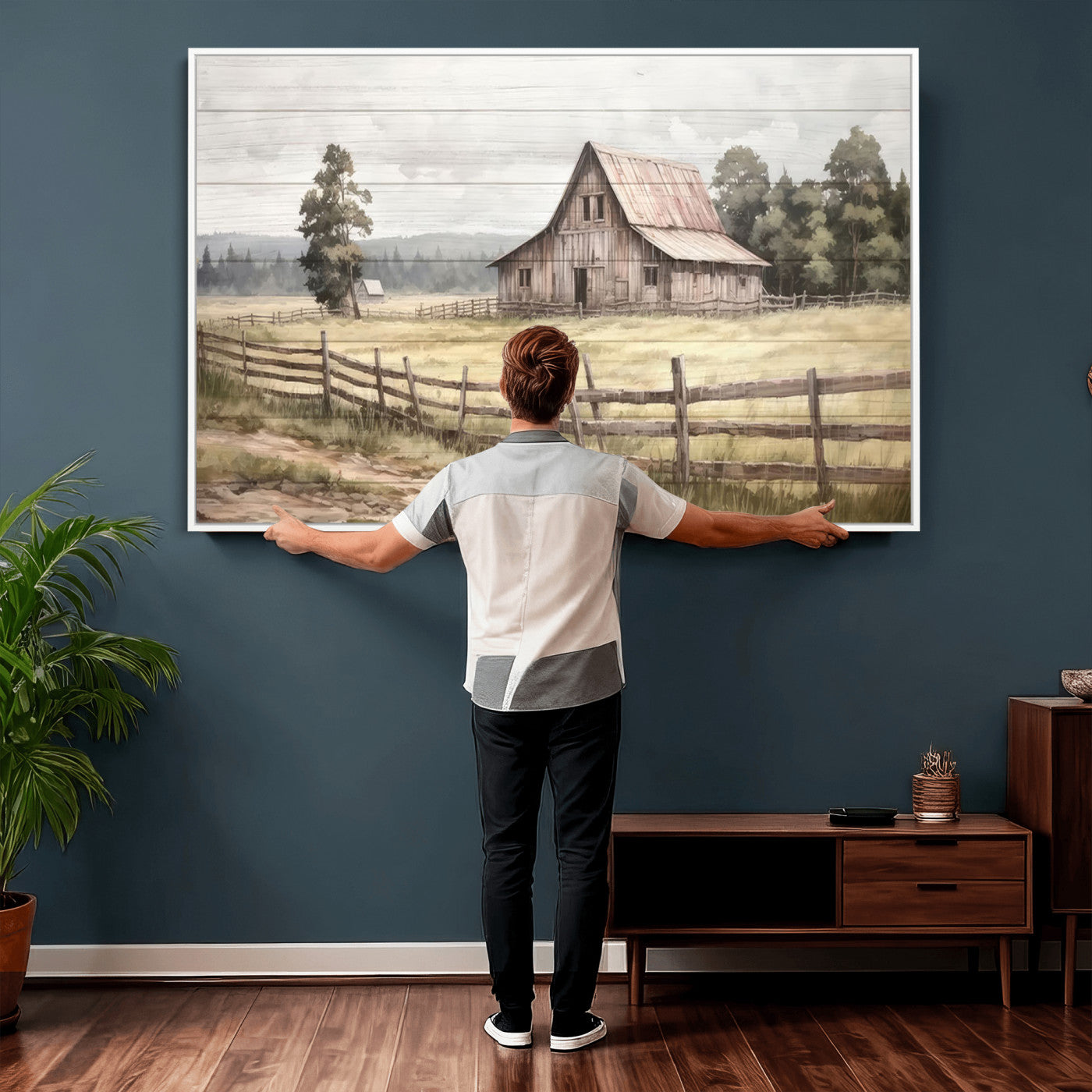 87489-MGV-CV-36X24 - Rustic Farmhouse Barn Wall Art | Framed Gallery Wrap Barn Giclee Canvas Print for Farmhouse Decor