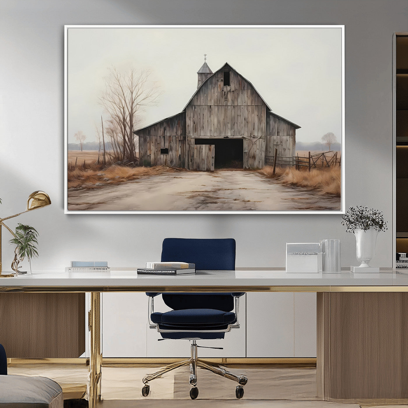 11602-MGV-CV-36X24 - Farmhouse Rustic Barn Wall Art Canvas Print – Framed and Ready to Hang – Perfect Addition to