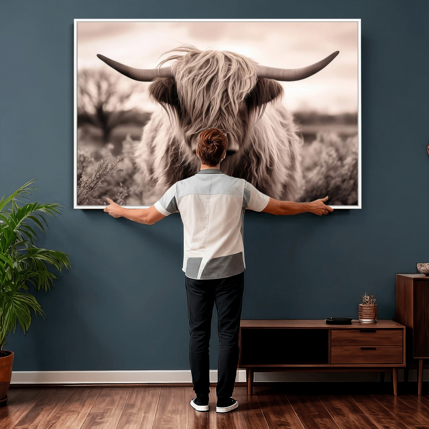 55903-MGV-CV-36X24 - Scottish Cow Longhorn Wall Art Canvas Print