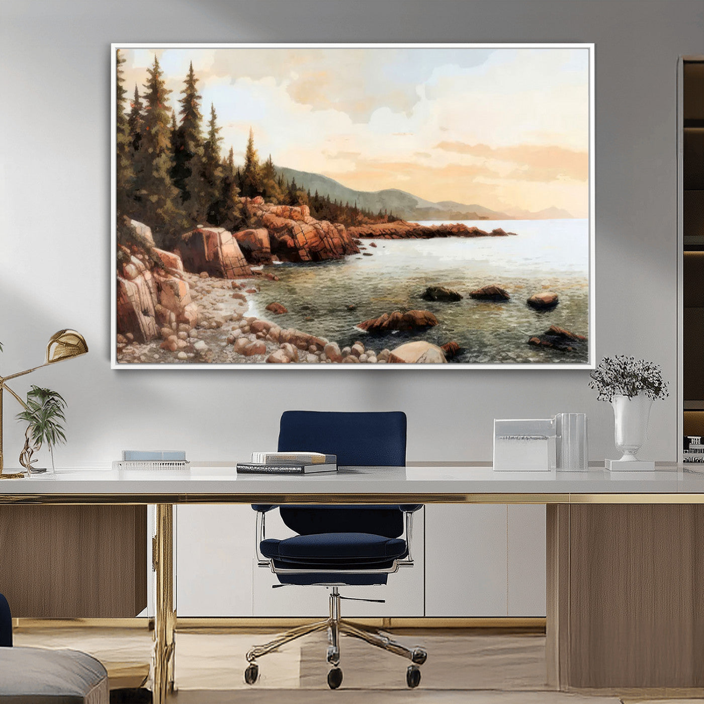 77145-MGV-CV-36X24-Serene Coastal View of Acadia National Park Wall Art - Stunning 3-Panel Wall Art Canvas Print,