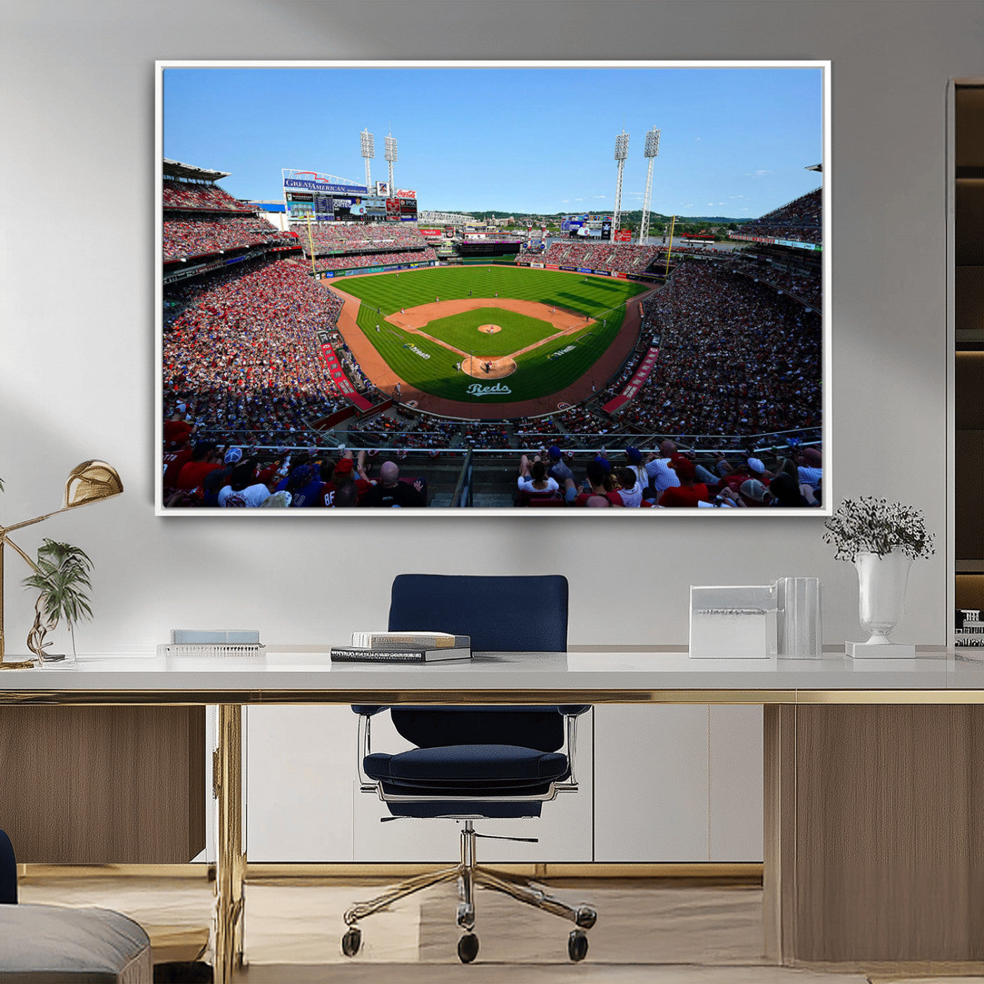 90998-MGV-CV-36X24-Cincinnati Reds Baseball Canvas Print - Great American Ball Park Stadium Wall Art Canvas Print
