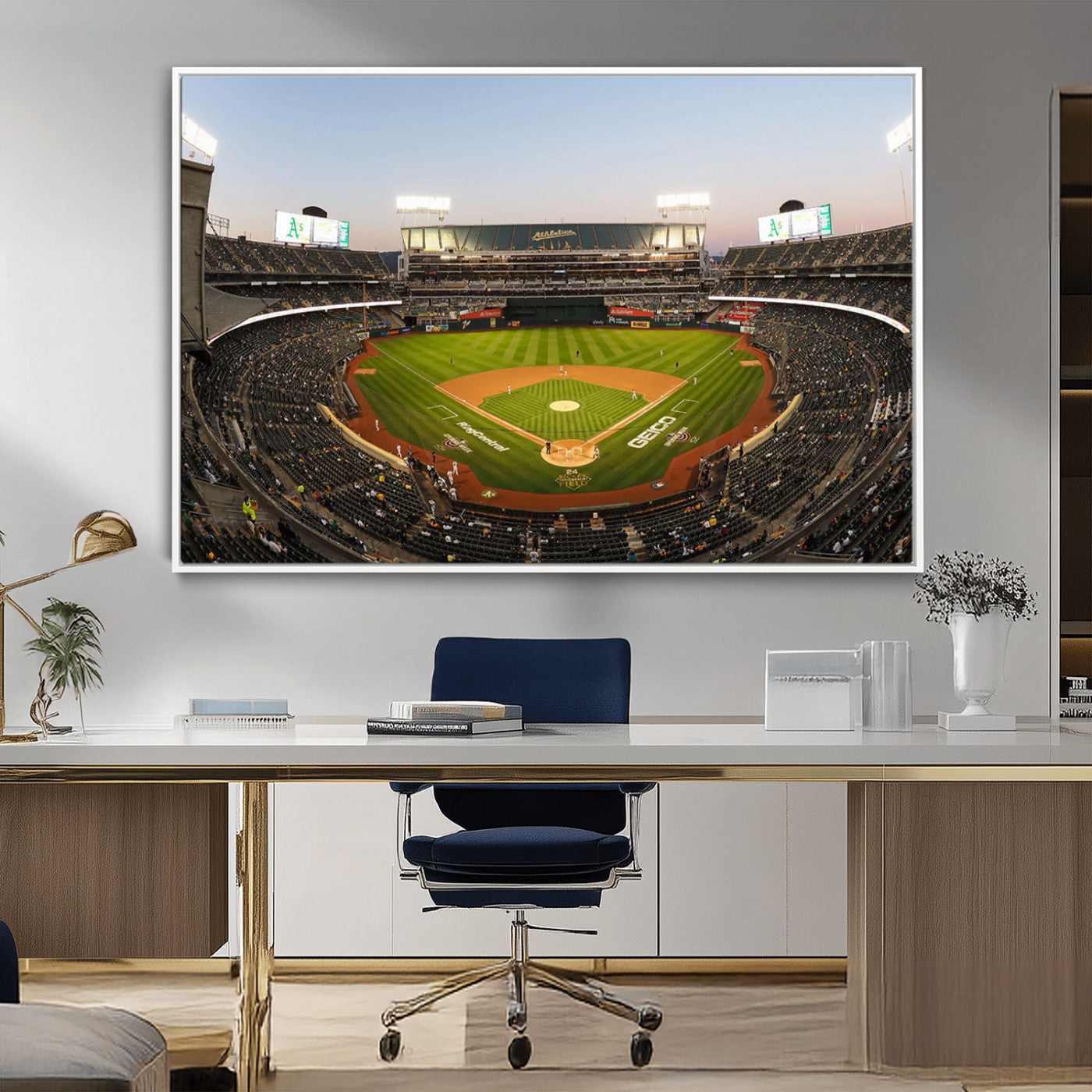 -Oakland Athletics Baseball Team Print - RingCentral Coliseum Stadium Wall Art Canvas Print