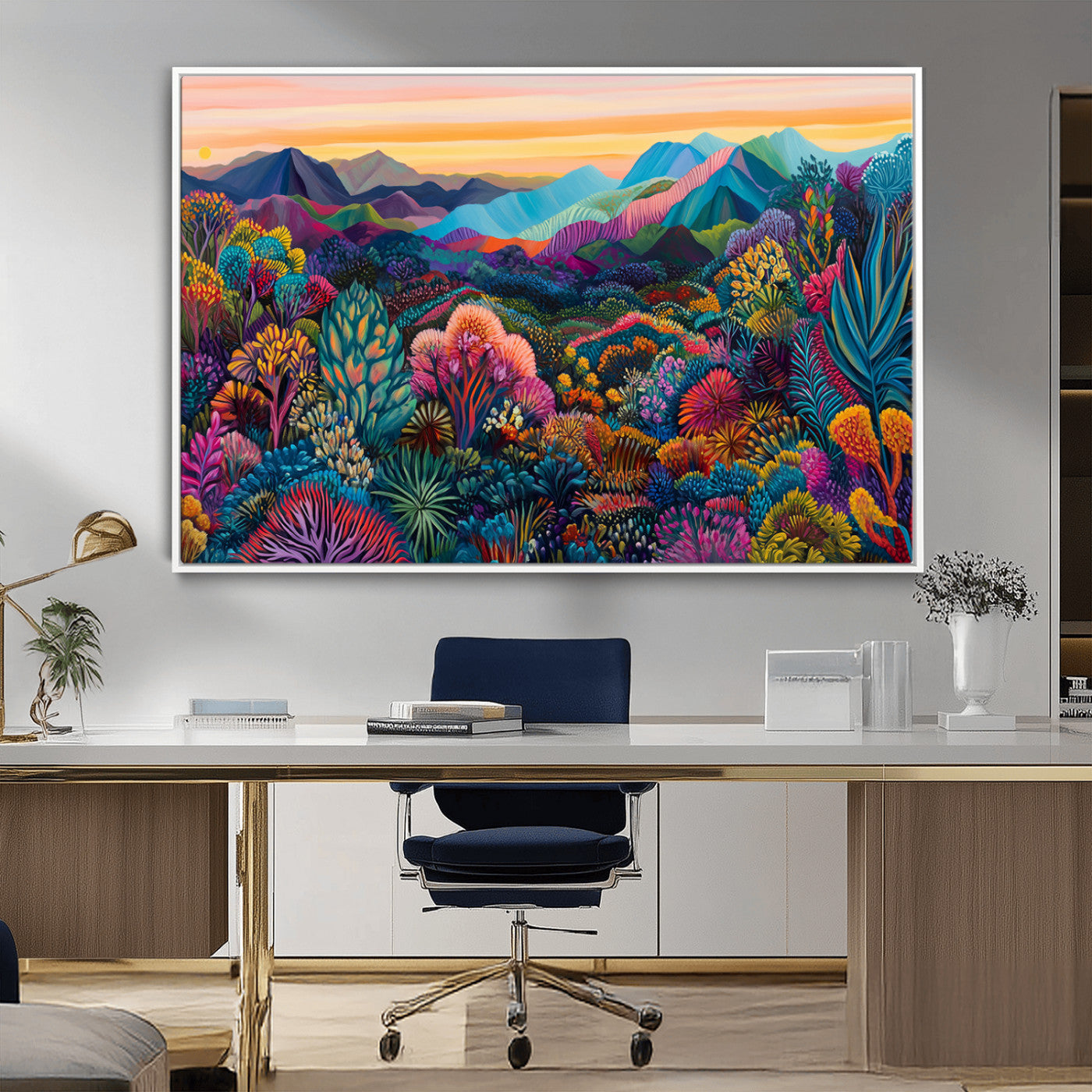 63728-MGV-CV-36X24-Colorful Abstract Landscape Wall Art Print Canvas - Vibrant Modern Decor for Living Room, Office, or