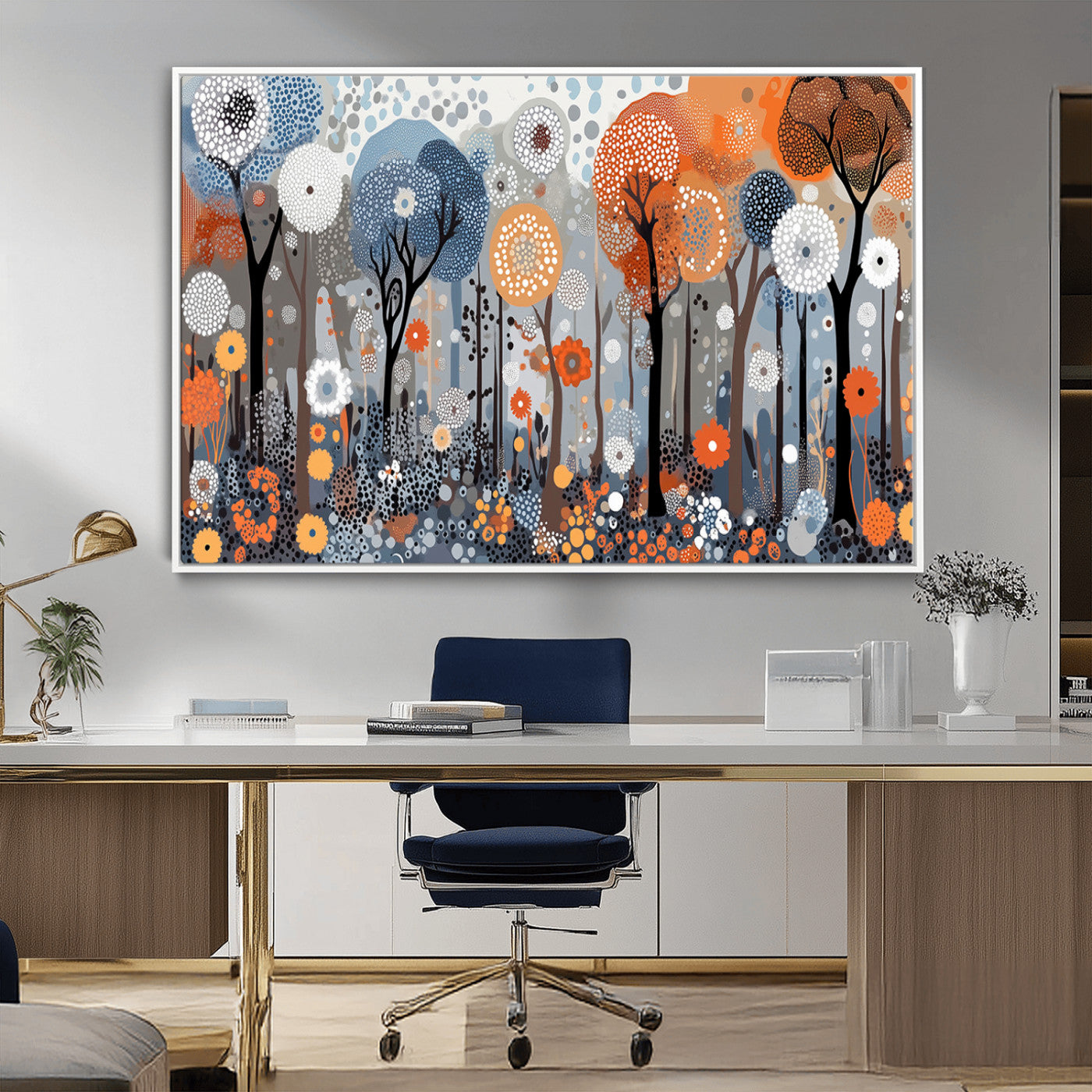 48857-MGV-CV-36X24-Abstract Winter Landscape Canvas Wall Art Print - Large Colorful Nature Wall Decor