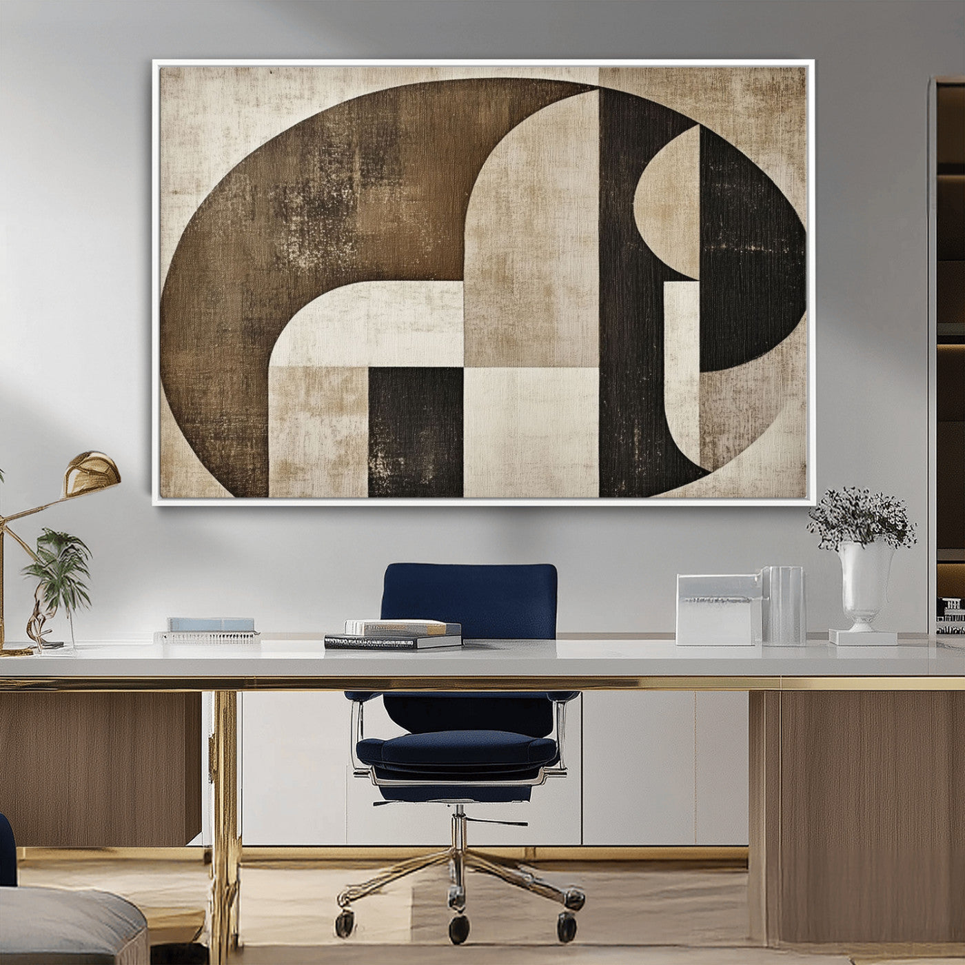 44796-MGV-CV-36X24-Wabi Sabi Abstract Wall Art | Geometric Modern Minimalist Canvas Print with Neutral Mid Century Art