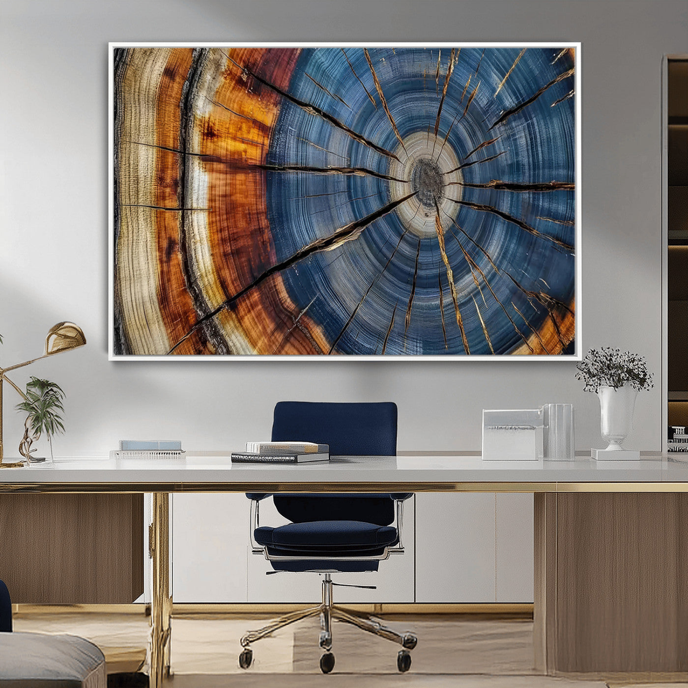 10583-MGV-CV-36X24-Abstract Tree Rings Canvas Wall Art - Wood Grain Canvas Print - Nature-Inspired Modern Wood Grain