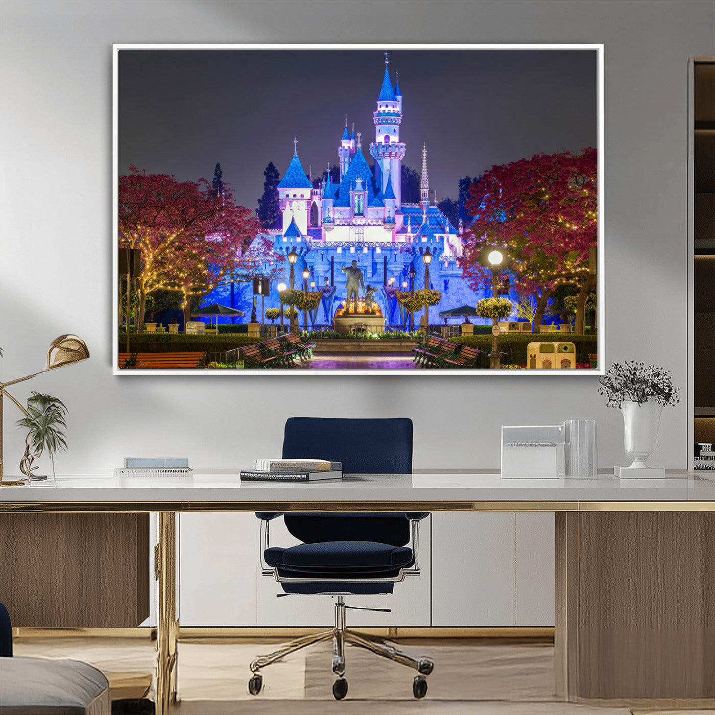 -Large Disney Castle Wall Art Canvas Print - Magic Kingdom Kids Room Decoration Disney World